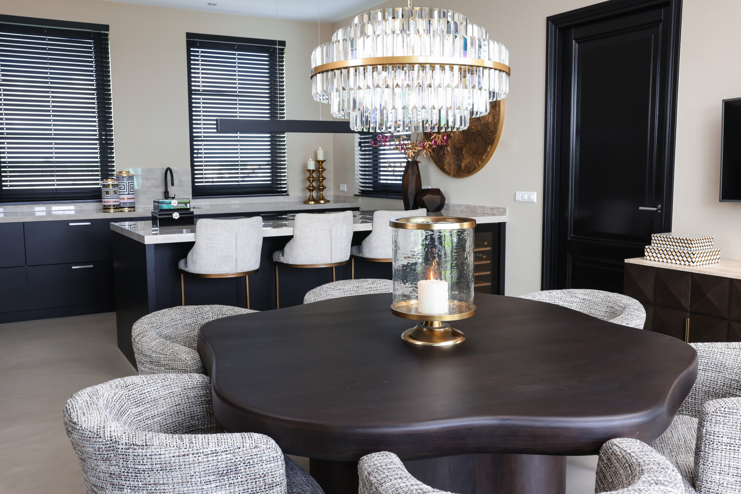 Richmond Hanglamp 'Desire' Crystal, 80cm, kleur Brushed Gold