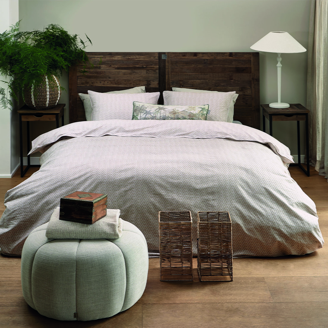 Rivièra Maison Hocker 'Falcone' Mouliné Linen, kleur Fabulous Flax