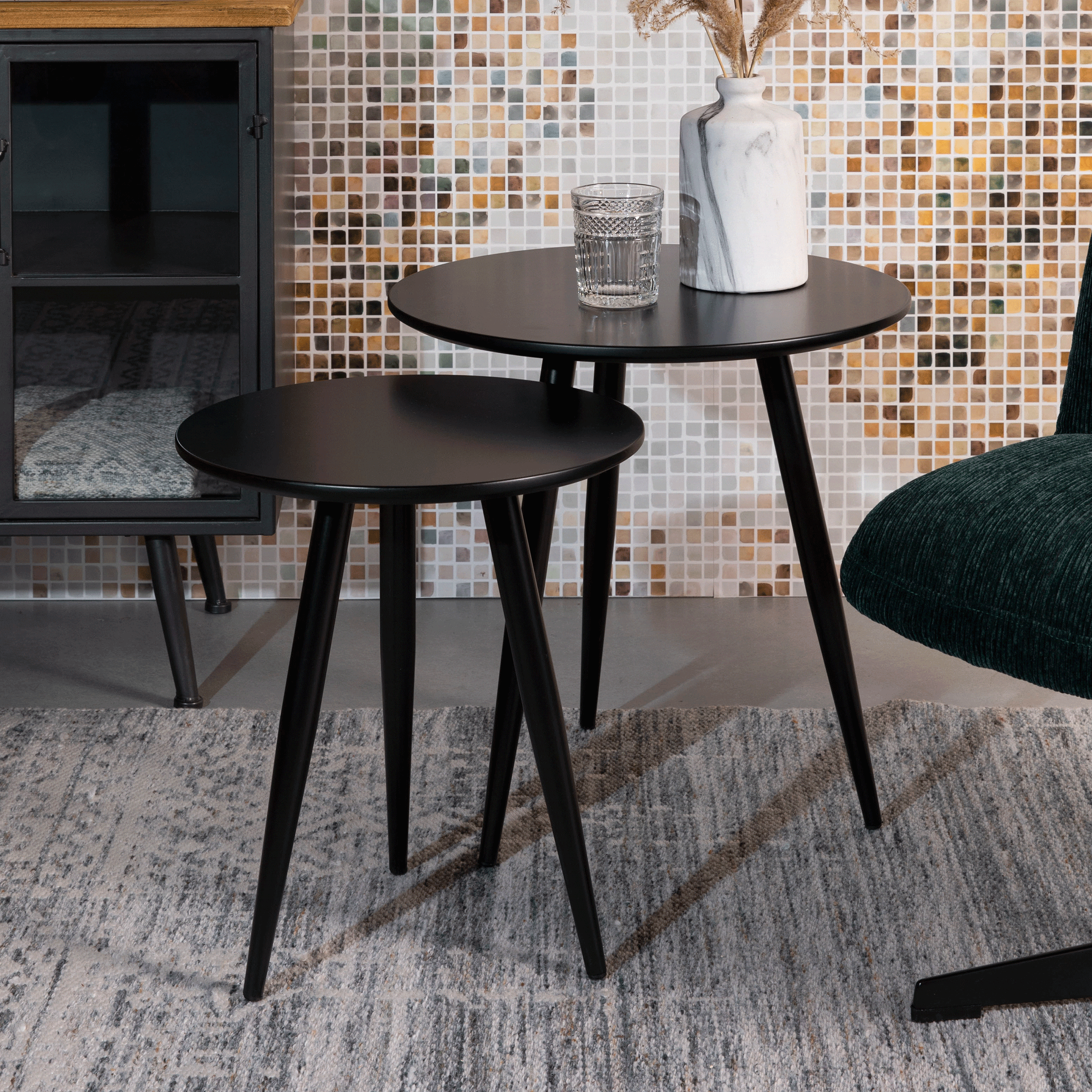 ZILT Bijzettafel 'Kevan' set van 2 stuks, kleur Zwart
