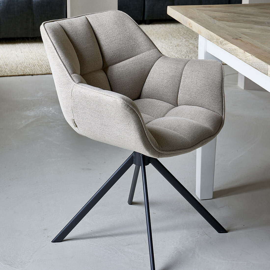 Rivièra Maison Draaibare Eetkamerstoel Carnaby - Light Flax