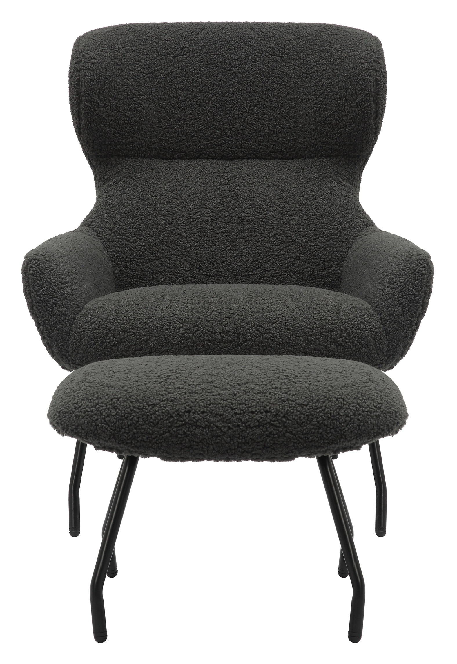 Artistiq Fauteuil 'Ashten' Met hocker, Teddy, kleur Antraciet