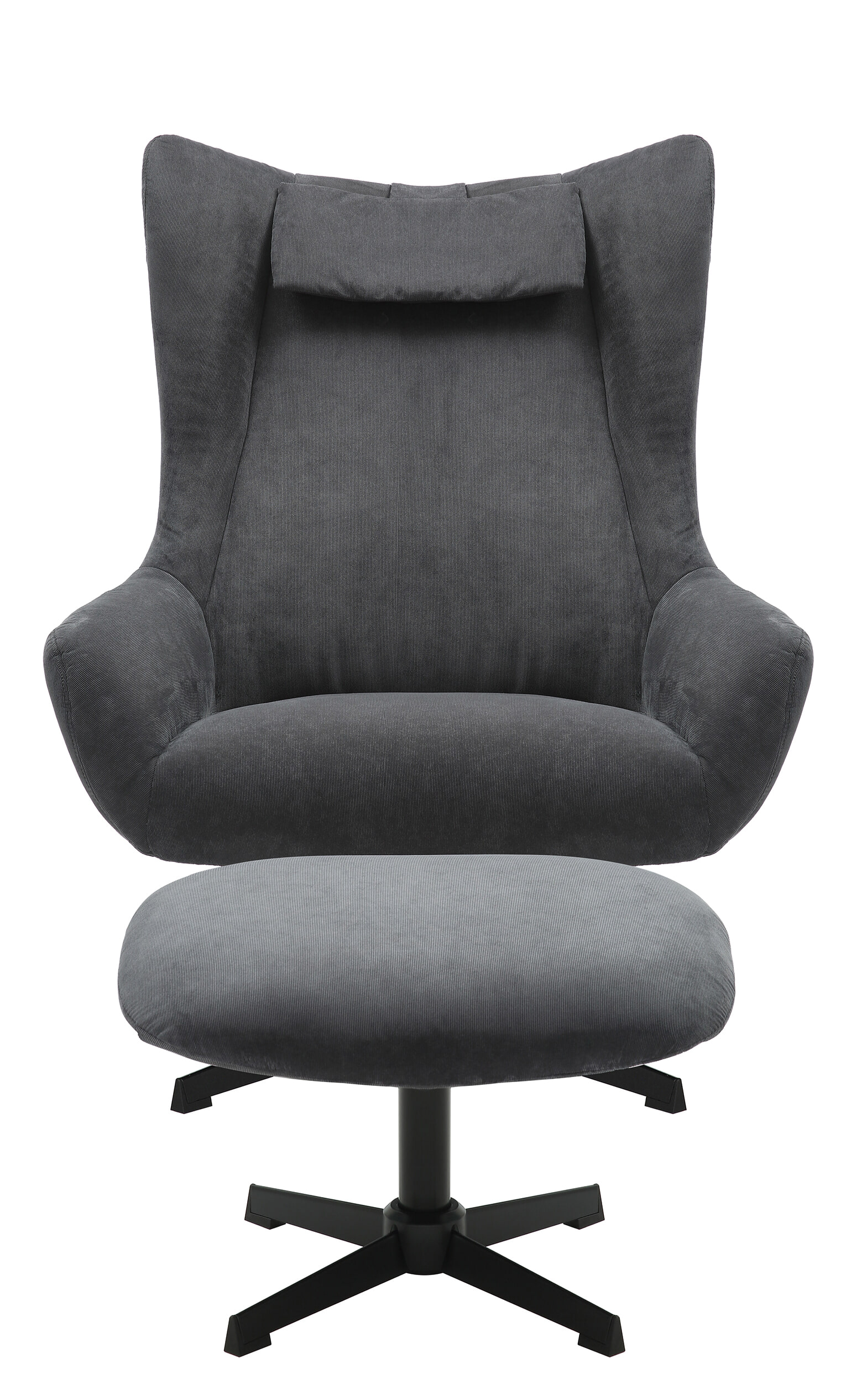 Artistiq Draaifauteuil 'Mendy' Met hocker, Rib, kleur Grijs