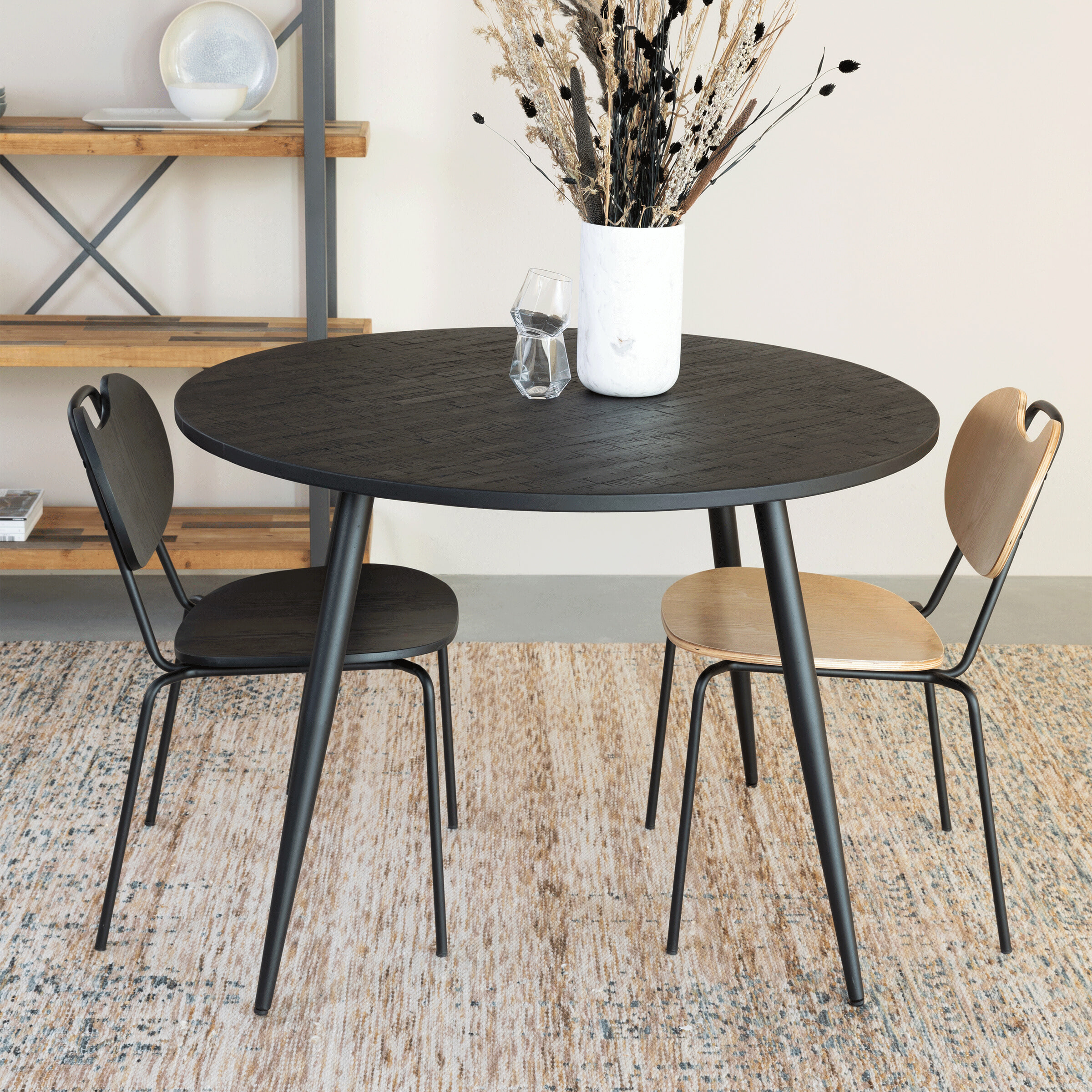 ZILT Ronde Eettafel Everton Teakhout, 110cm - Zwart