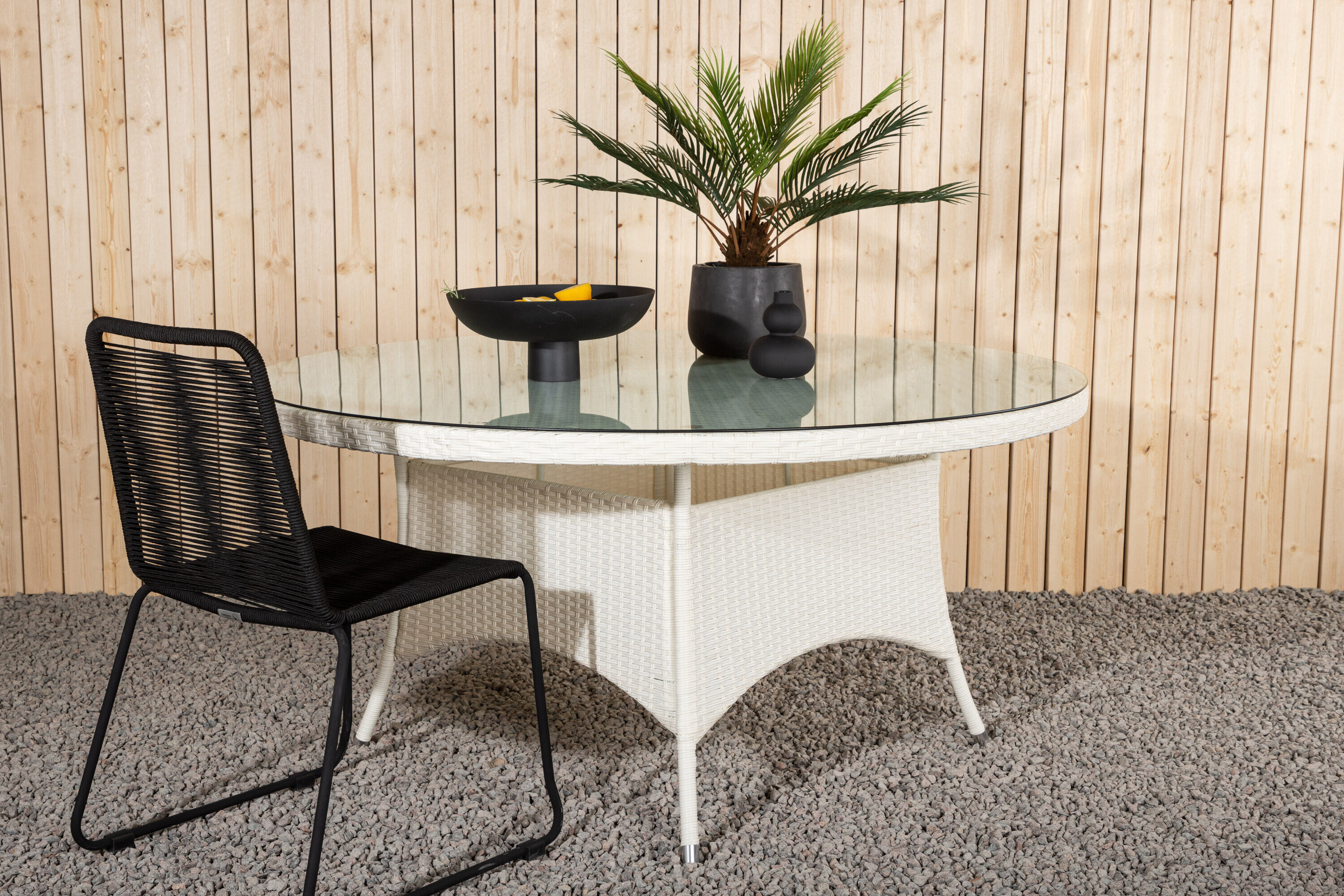 Nohr Ronde Tuintafel 'Camron' Wicker, 150cm, kleur Wit