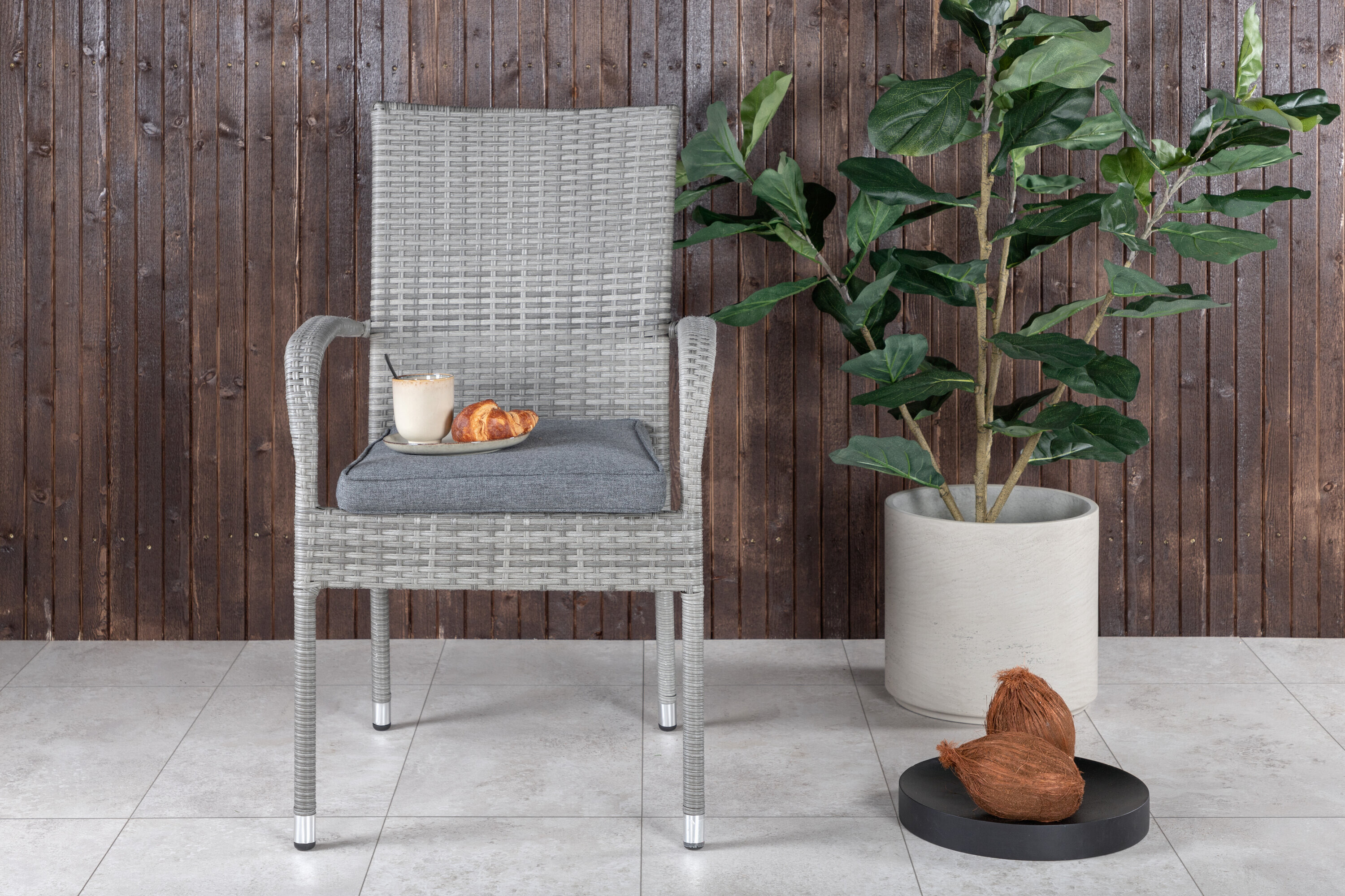 Nohr Tuinstoel 'Demareo' Wicker, kleur Grijs