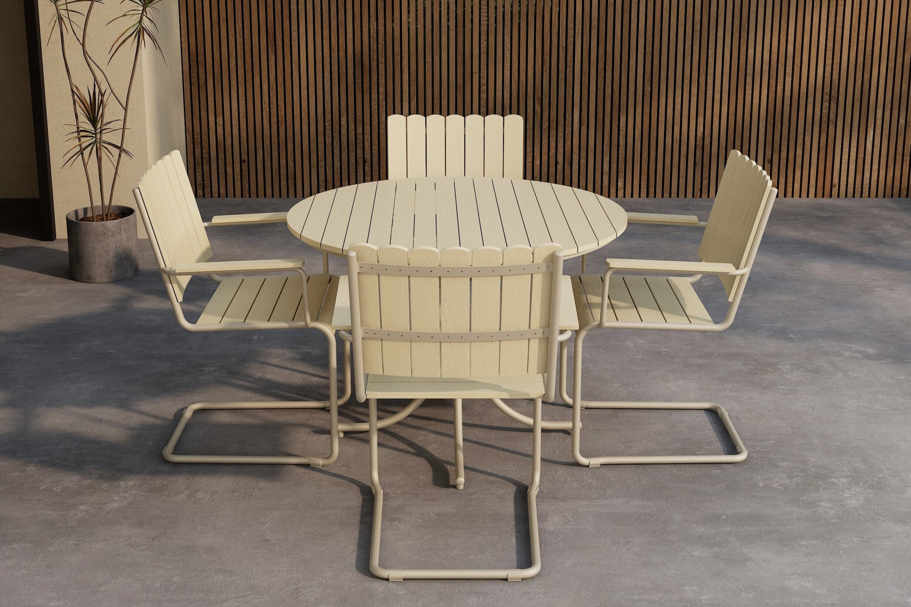 Nohr Tuinset Shayvonne Met tuintafel en 4 stoelen, Ø100cm - Beige - Rond
