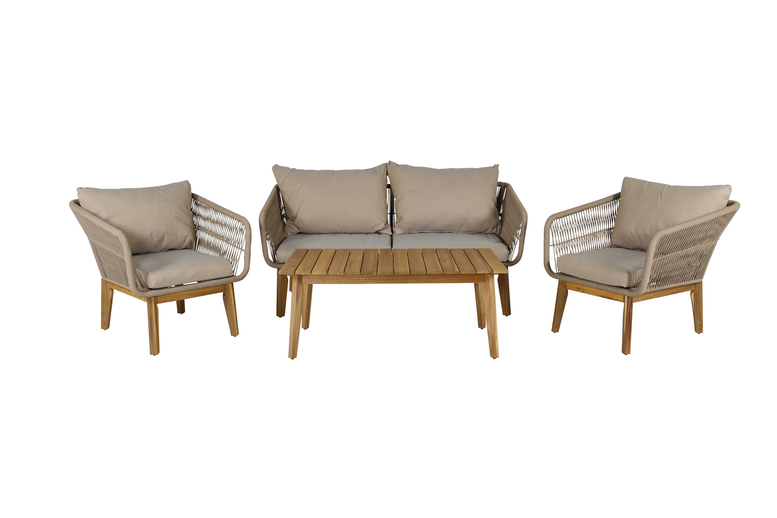 Nohr Loungeset 'Chandni' Acaciahout, Met bank, tafel en 2 stoelen, kleur Bruin