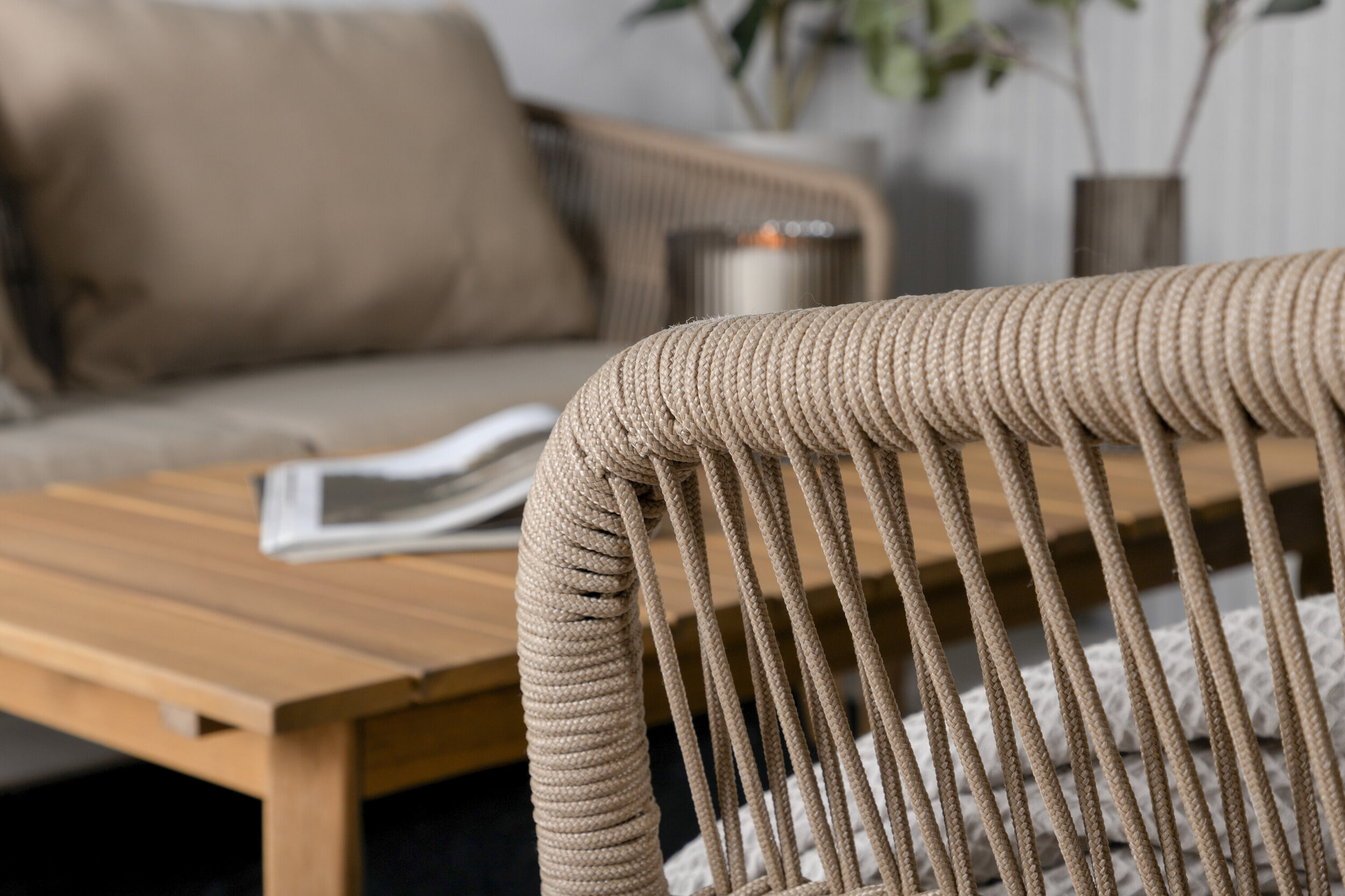 Nohr Loungeset 'Chandni' Acaciahout, Met bank, tafel en 2 stoelen, kleur Bruin