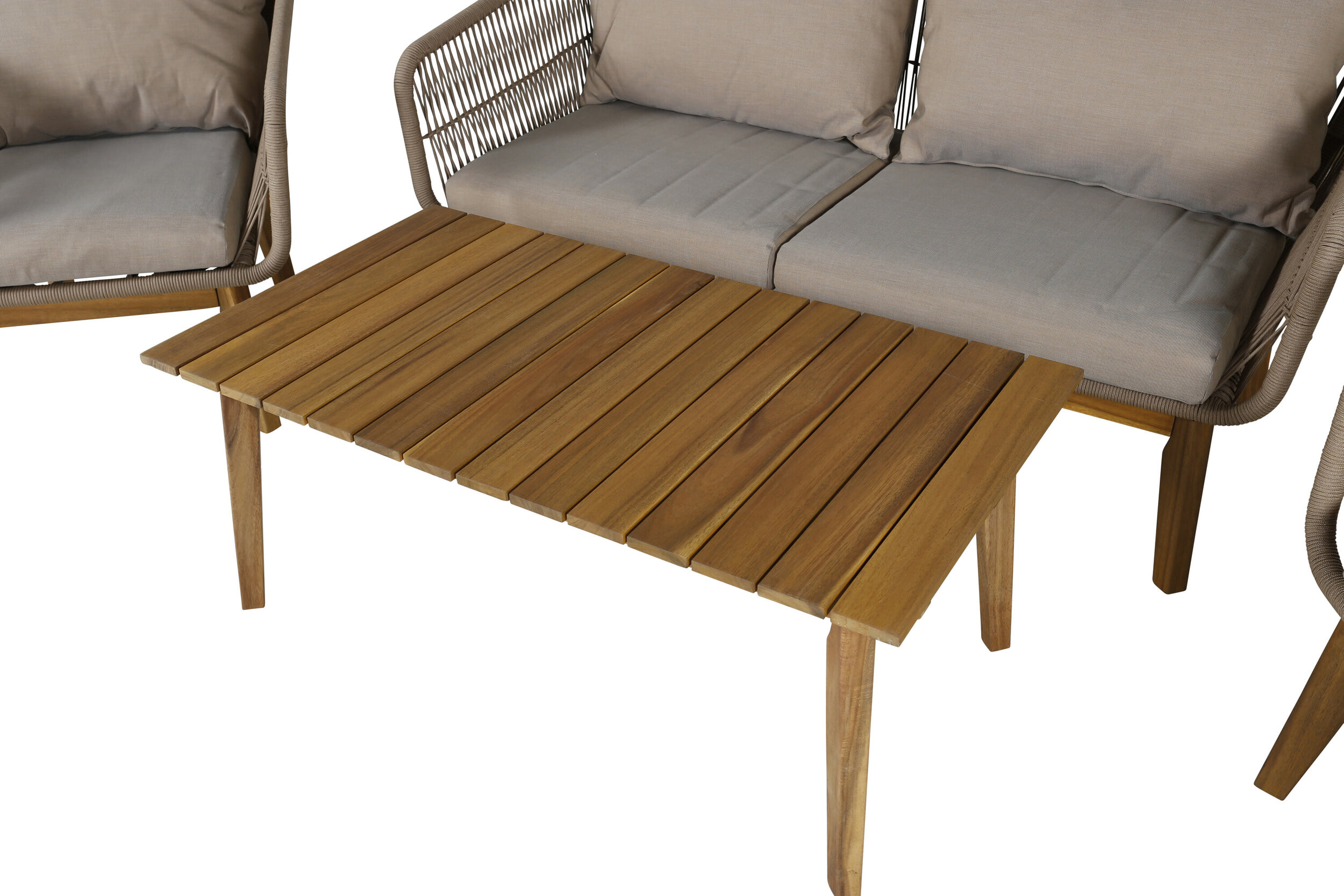 Nohr Loungeset 'Chandni' Acaciahout, Met bank, tafel en 2 stoelen, kleur Bruin
