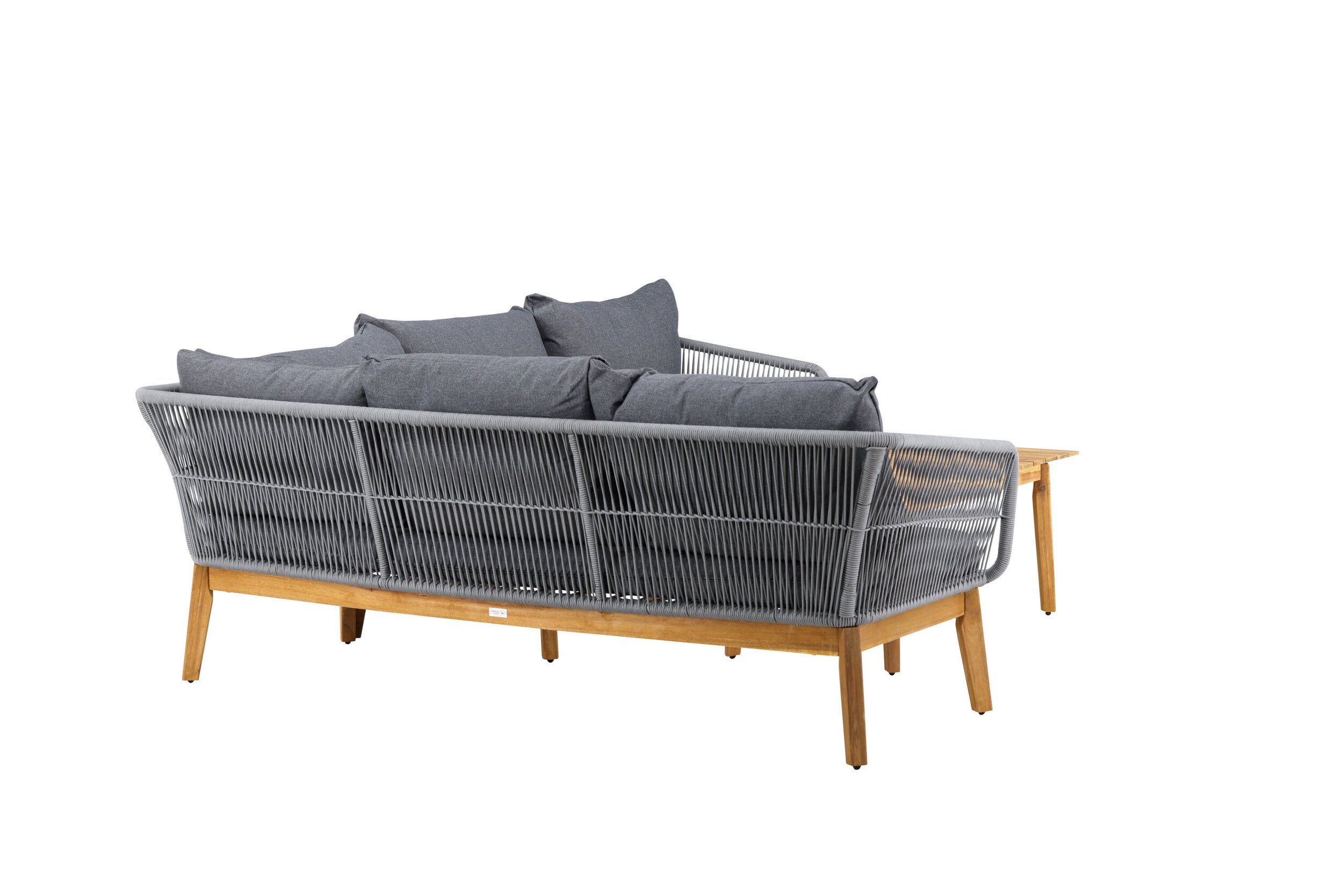 Nohr Loungeset 'Chandni' Acaciahout, Met hoekbank en tafel, kleur Grijs