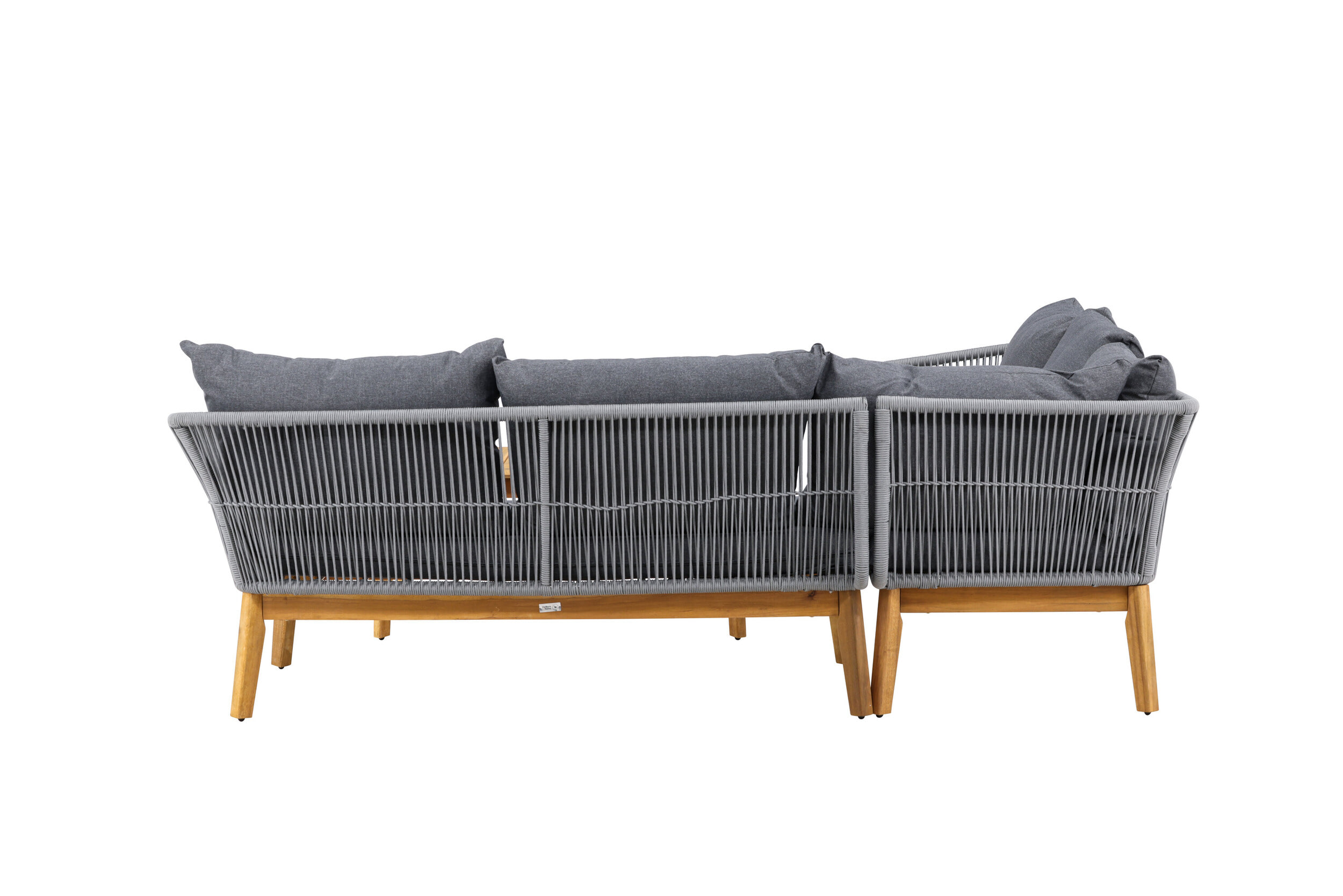 Nohr Loungeset 'Chandni' Acaciahout, Met hoekbank en tafel, kleur Grijs