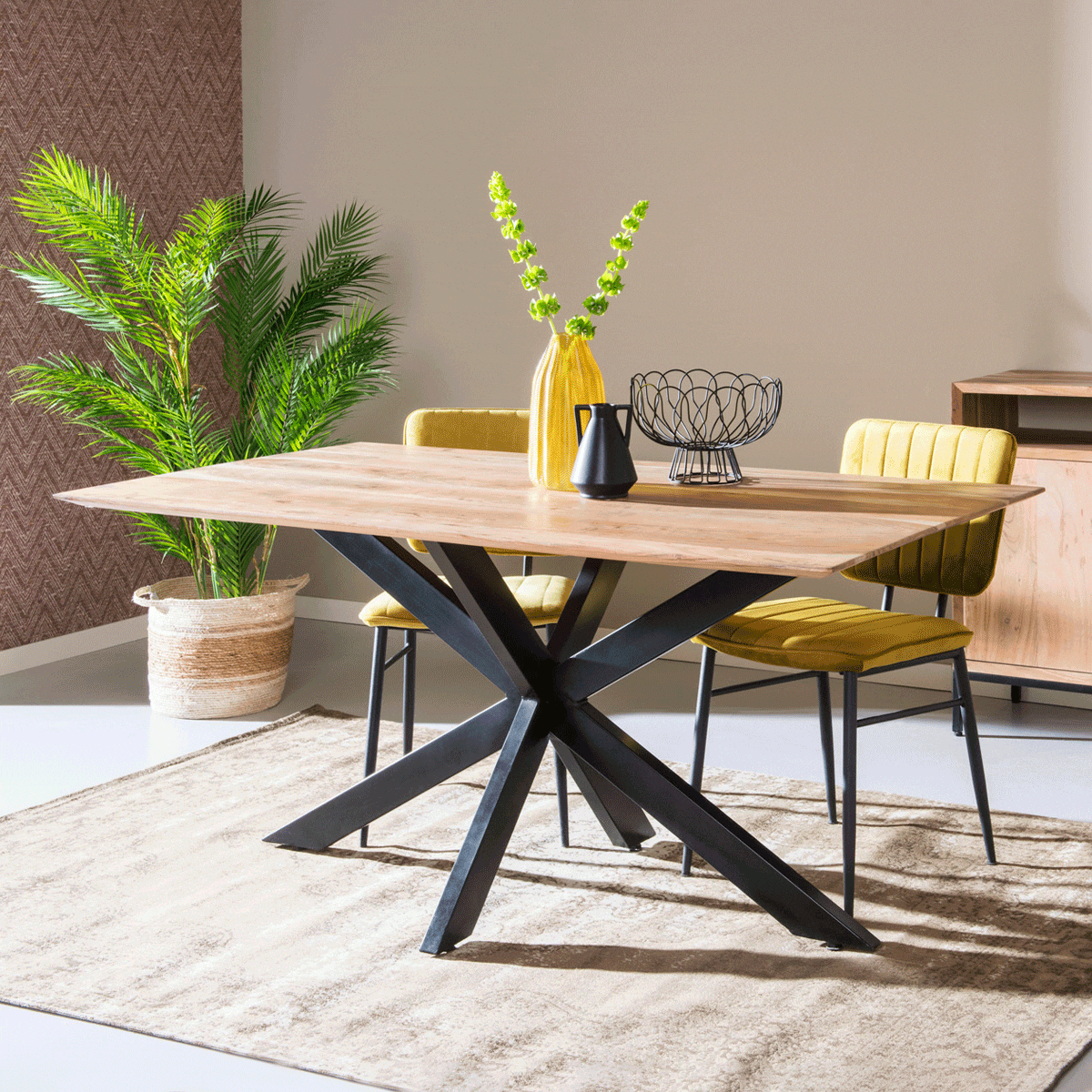 LivingFurn Eettafel 'Oslo' kleur Naturel, 220 x 100cm LivingFurn Eettafel 'Oslo' kleur Naturel, 220 x 100cm