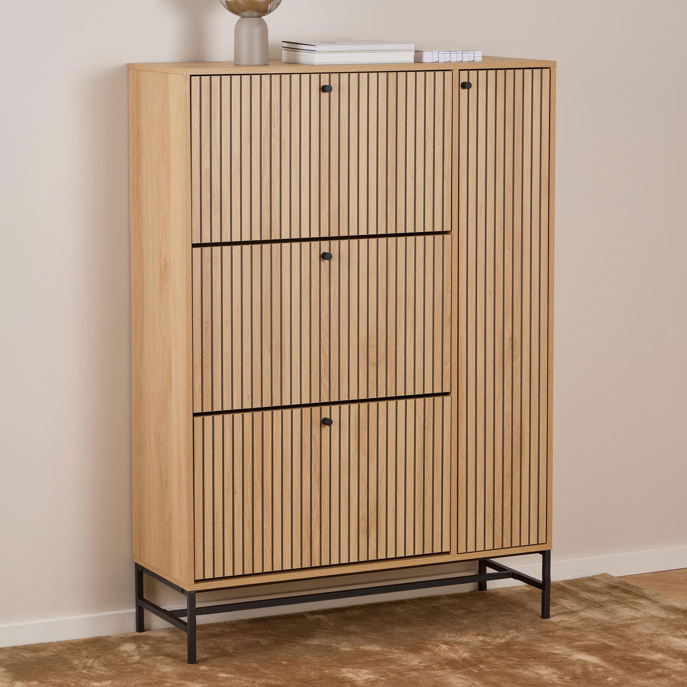 Bendt Schoenenkast Davon Eikenlook, 140 x 99cm - Naturel