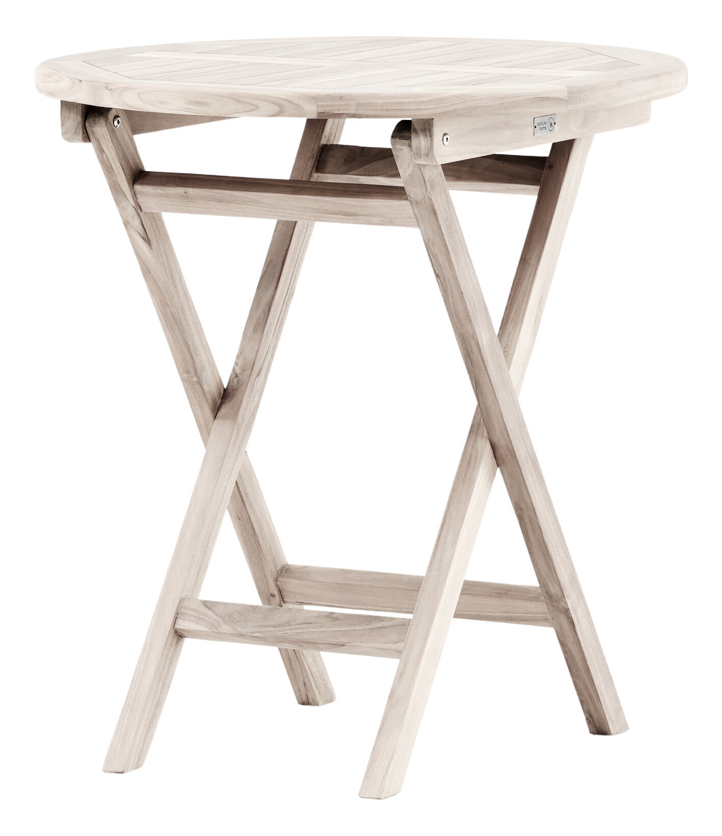 Nohr Ronde Bistrotafel 'Amberia' Teakhout, 70cm, kleur Whitewash