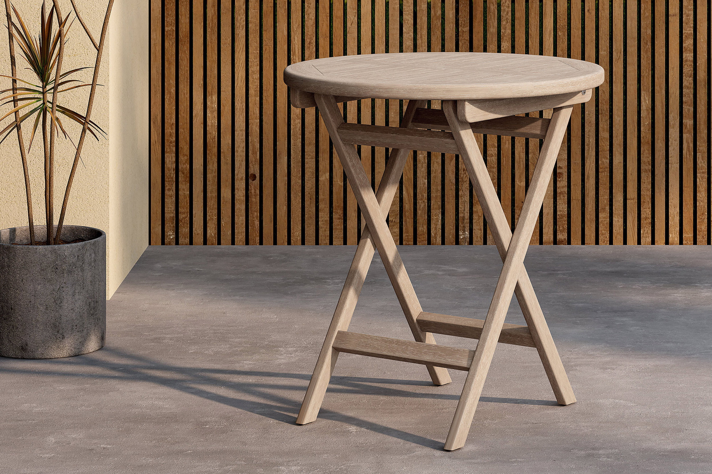 Nohr Ronde Bistrotafel 'Amberia' Teakhout, 70cm, kleur Whitewash