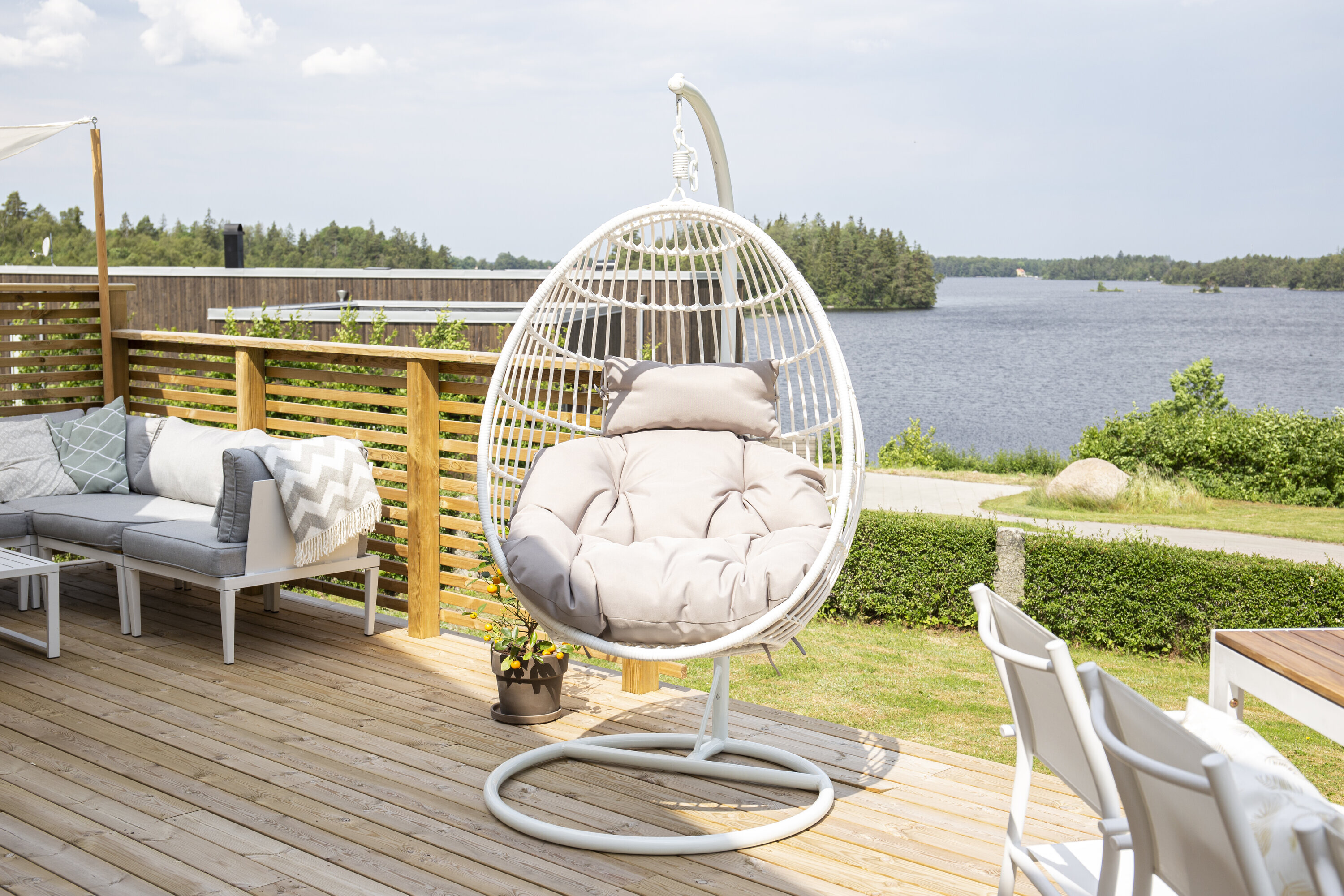 Nohr Hangstoel 'Samantah' Wicker, kleur Wit