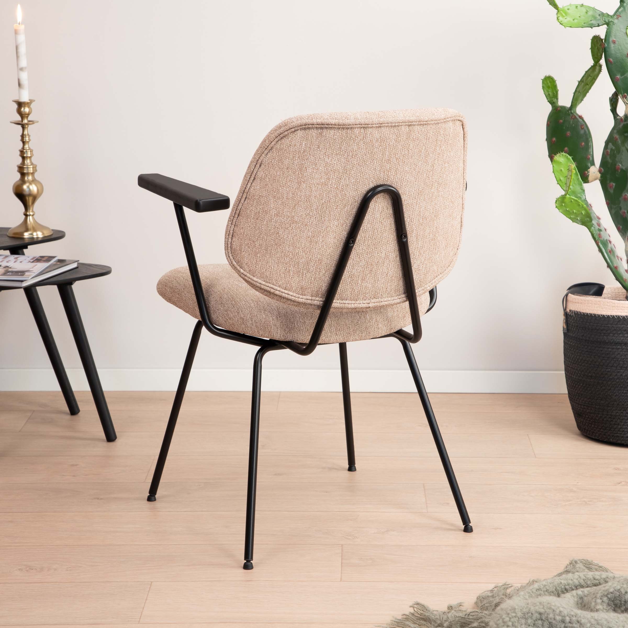 Eleonora Eetkamerstoel 'Lynn' met armleuning, kleur Beige Fletcher