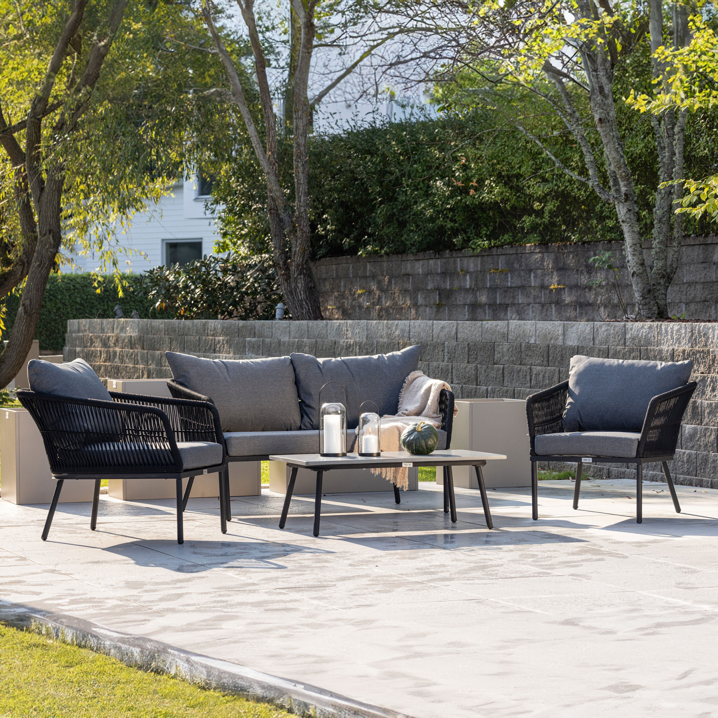 Nohr Loungeset Karlene Met bank, tafel en 2 fauteuils - Zwart