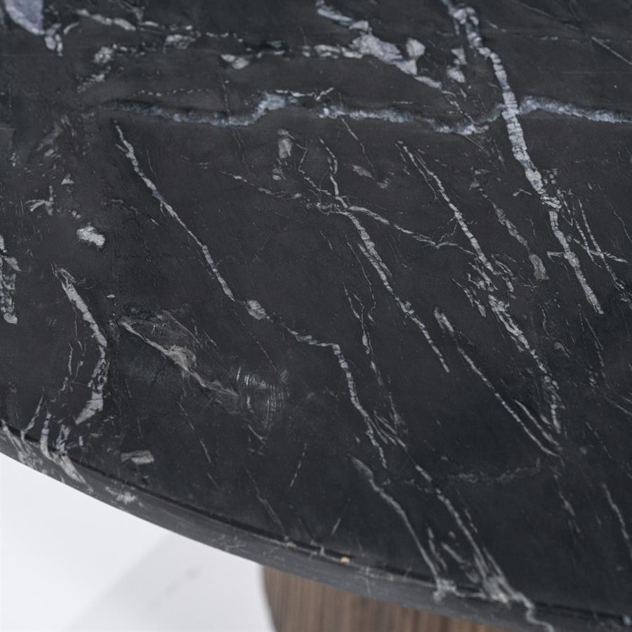 Eleonora Ovale Salontafel 'Maxim' Mangohout en marmer, 120 x 70cm
