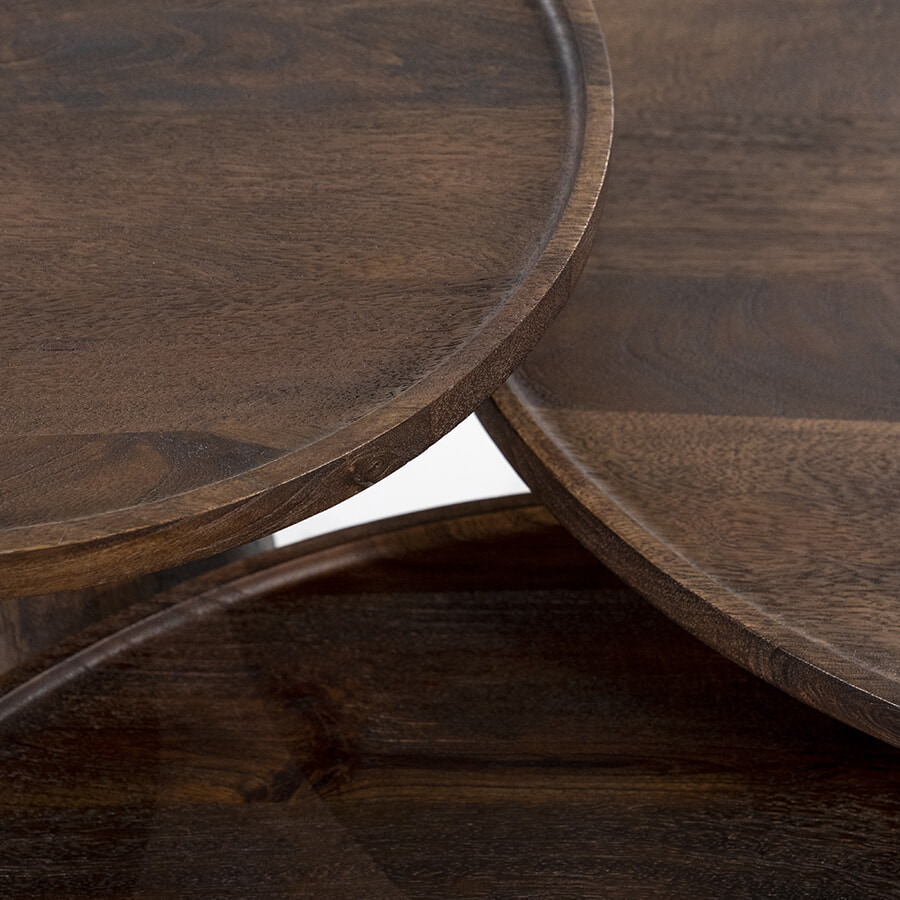 Eleonora Ronde Bijzettafel 'Ron' Mangohout, kleur Bruin, 46cm