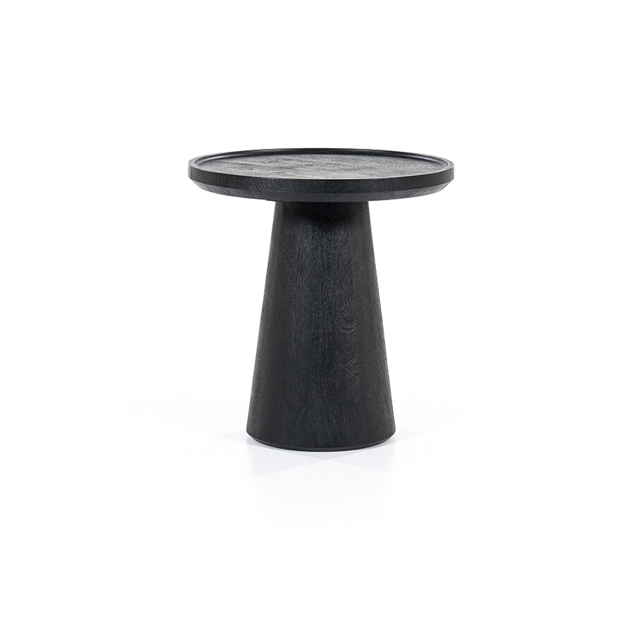 Eleonora Ronde Bijzettafel 'Ron' Mangohout, kleur Zwart, 46cm