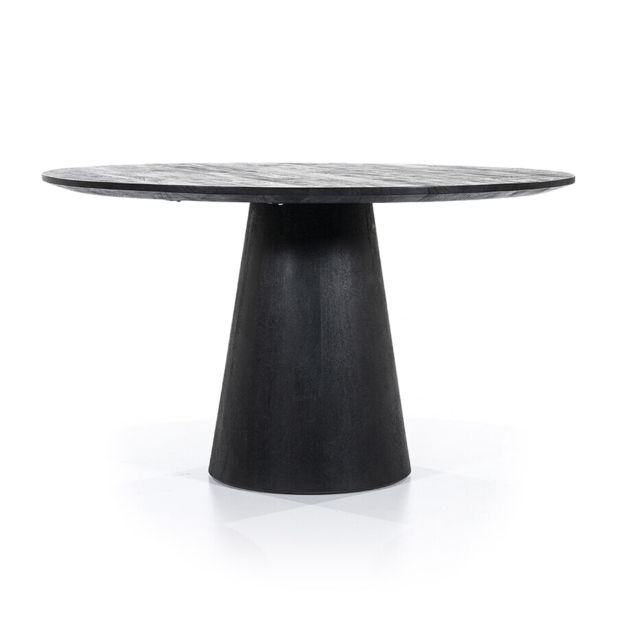 Eleonora Ronde Eettafel 'Aron' Mangohout, kleur Zwart, 130cm