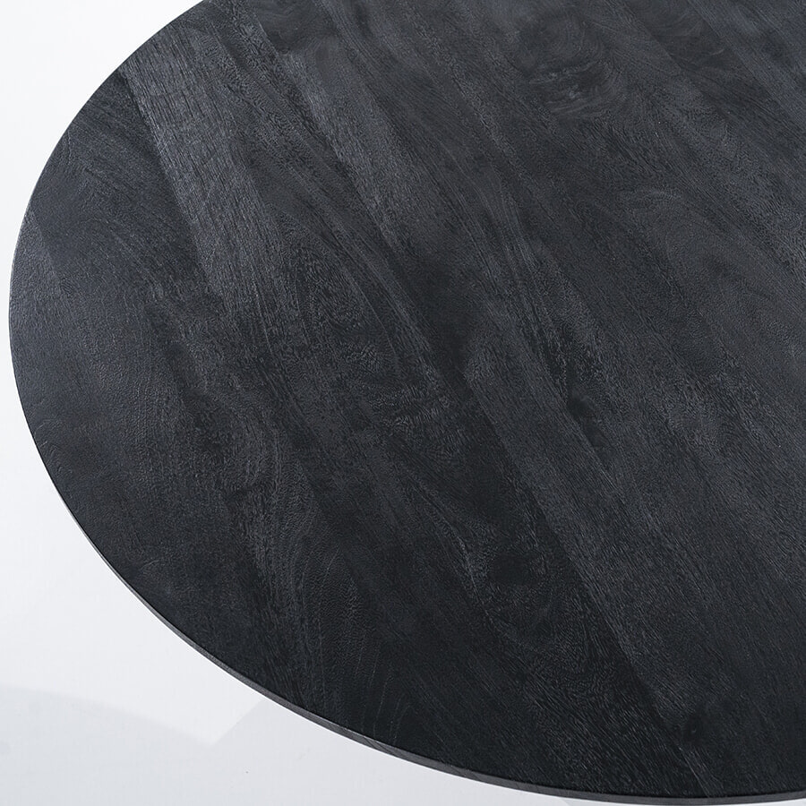 Eleonora Ronde Eettafel 'Aron' Mangohout, kleur Zwart, 130cm