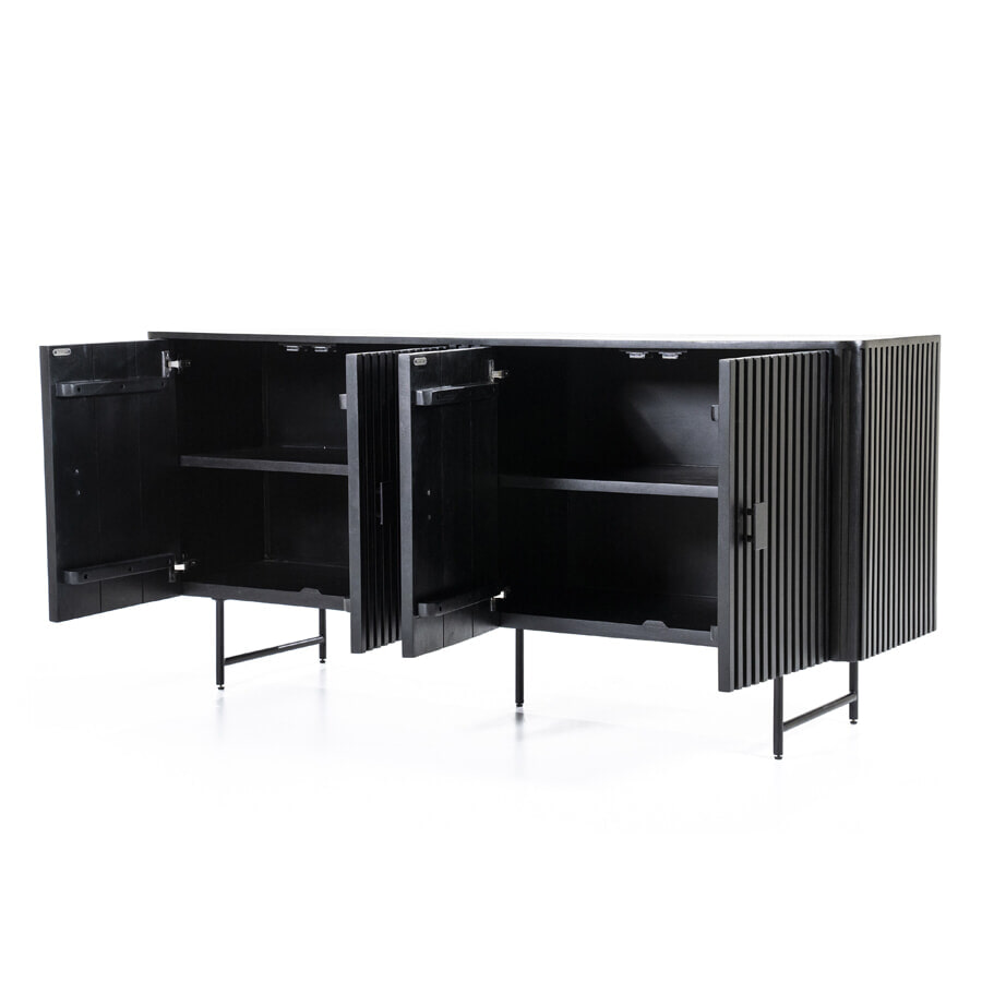 Eleonora Dressoir 'Remi' Mangohout en metaal, kleur Zwart, 170cm