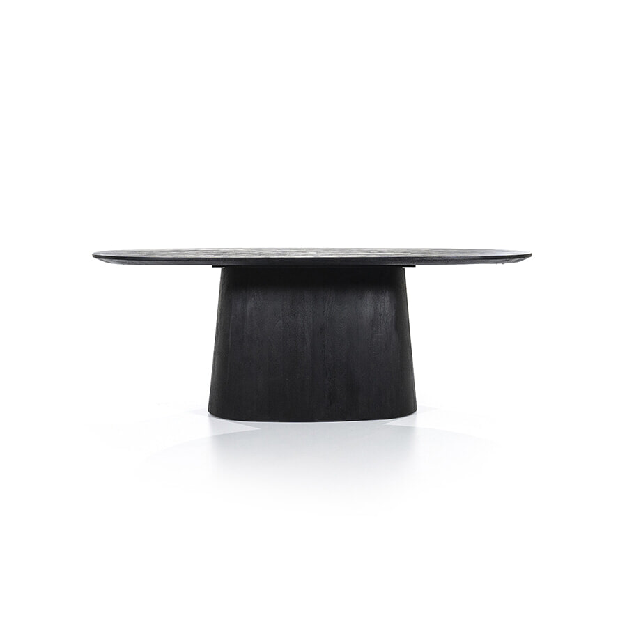 Eleonora Eettafel 'Aron' Deens Ovaal, Mangohout, kleur Zwart, 200 x 110cm