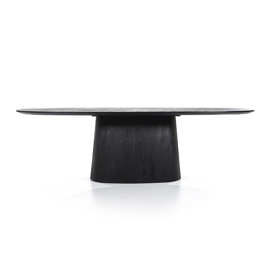 Eleonora Eettafel 'Aron' Deens Ovaal, Mangohout, kleur Zwart, 250 x 110cm