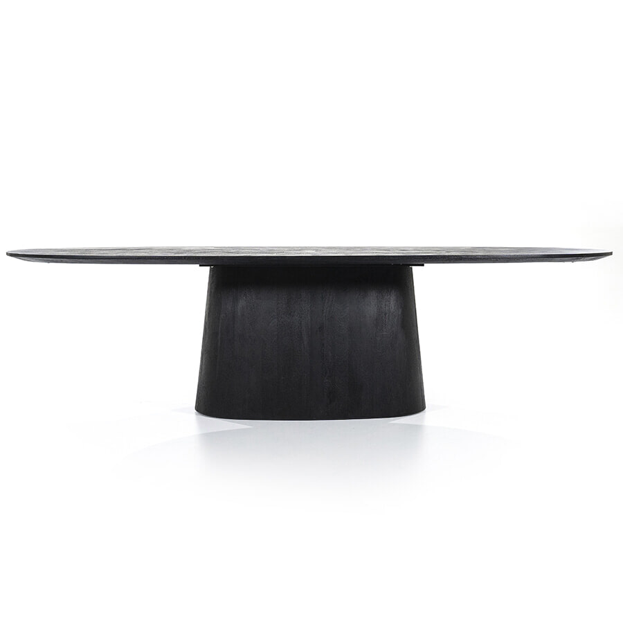 Eleonora Eettafel 'Aron' Deens Ovaal, Mangohout, kleur Zwart, 300 x 110cm