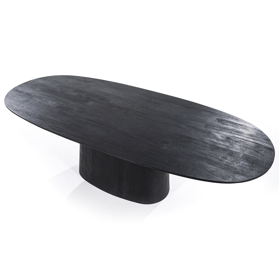 Eleonora Eettafel 'Aron' Deens Ovaal, Mangohout, kleur Zwart, 300 x 110cm