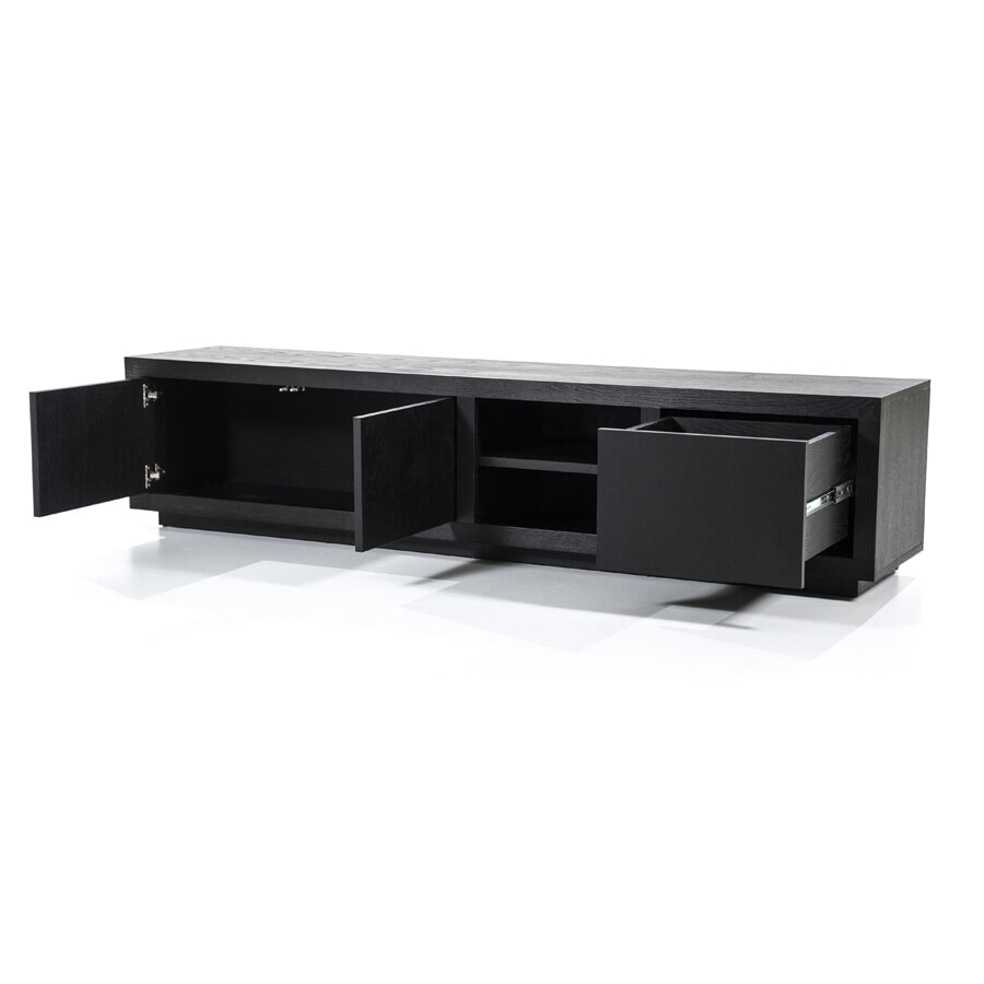 Eleonora TV-meubel 'Helsinki' Eiken, kleur Zwart, 200cm