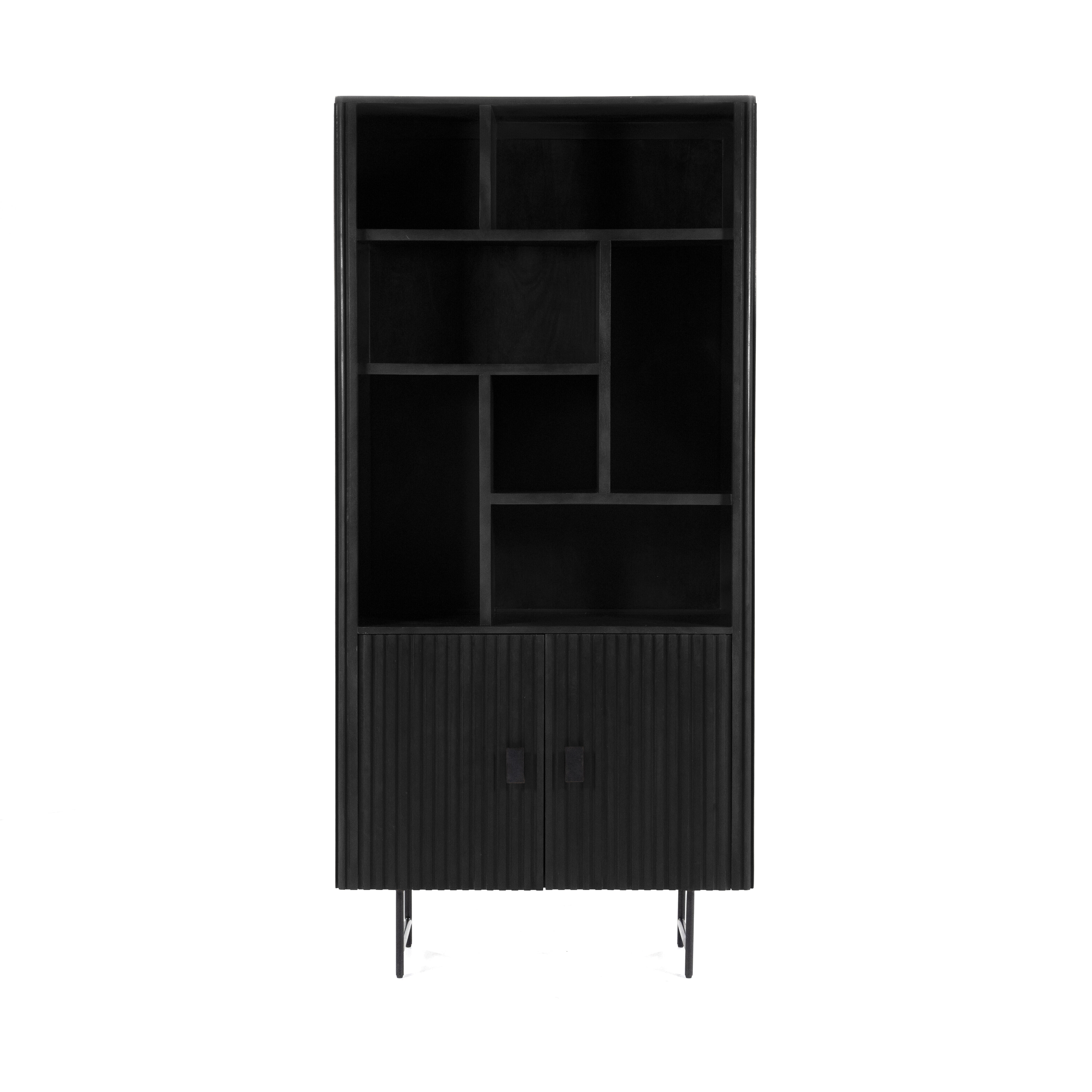 Eleonora Boekenkast 'Remi' Mangohout, 200 x 96cm, kleur Zwart