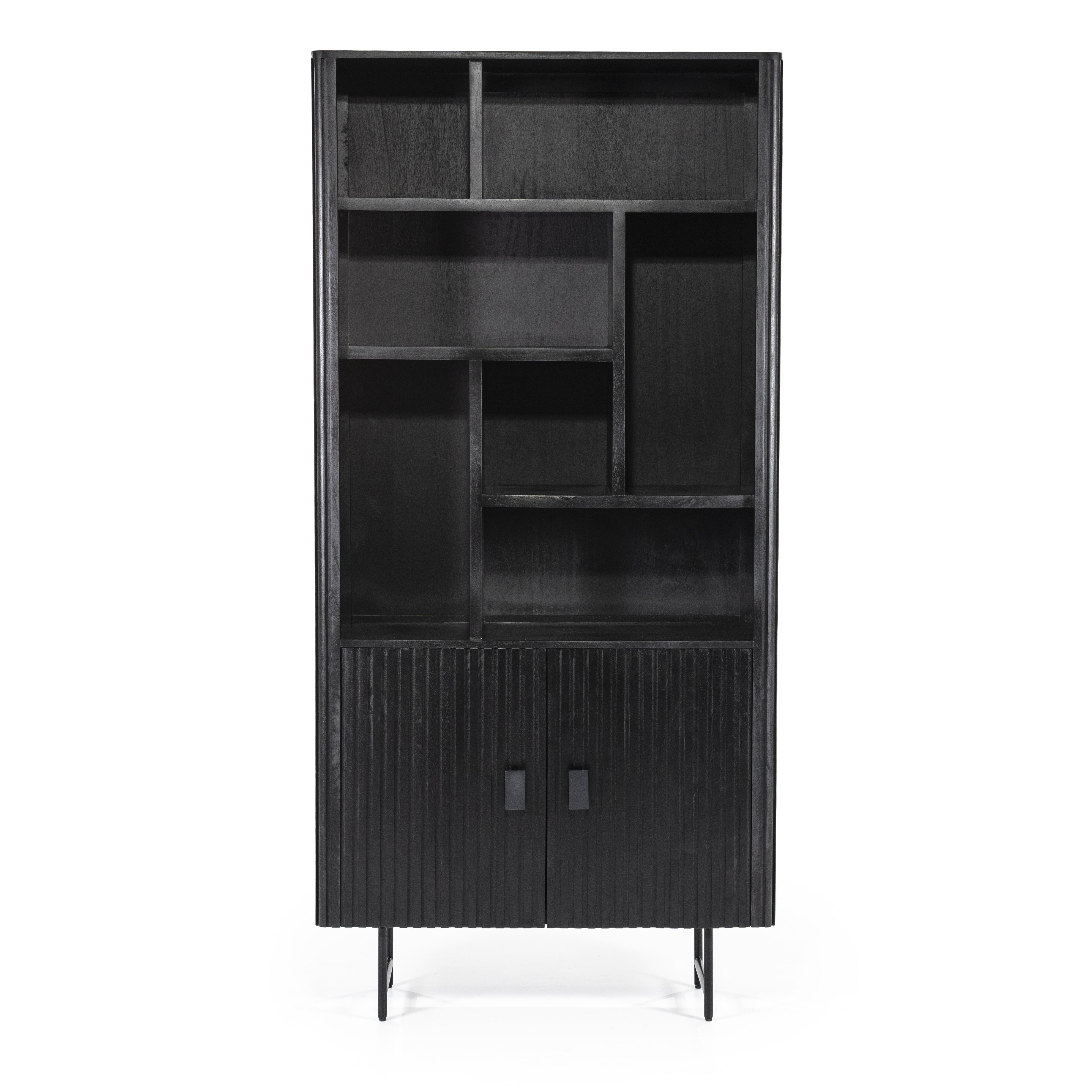 Eleonora Boekenkast 'Remi' Mangohout, 200 x 96cm, kleur Zwart