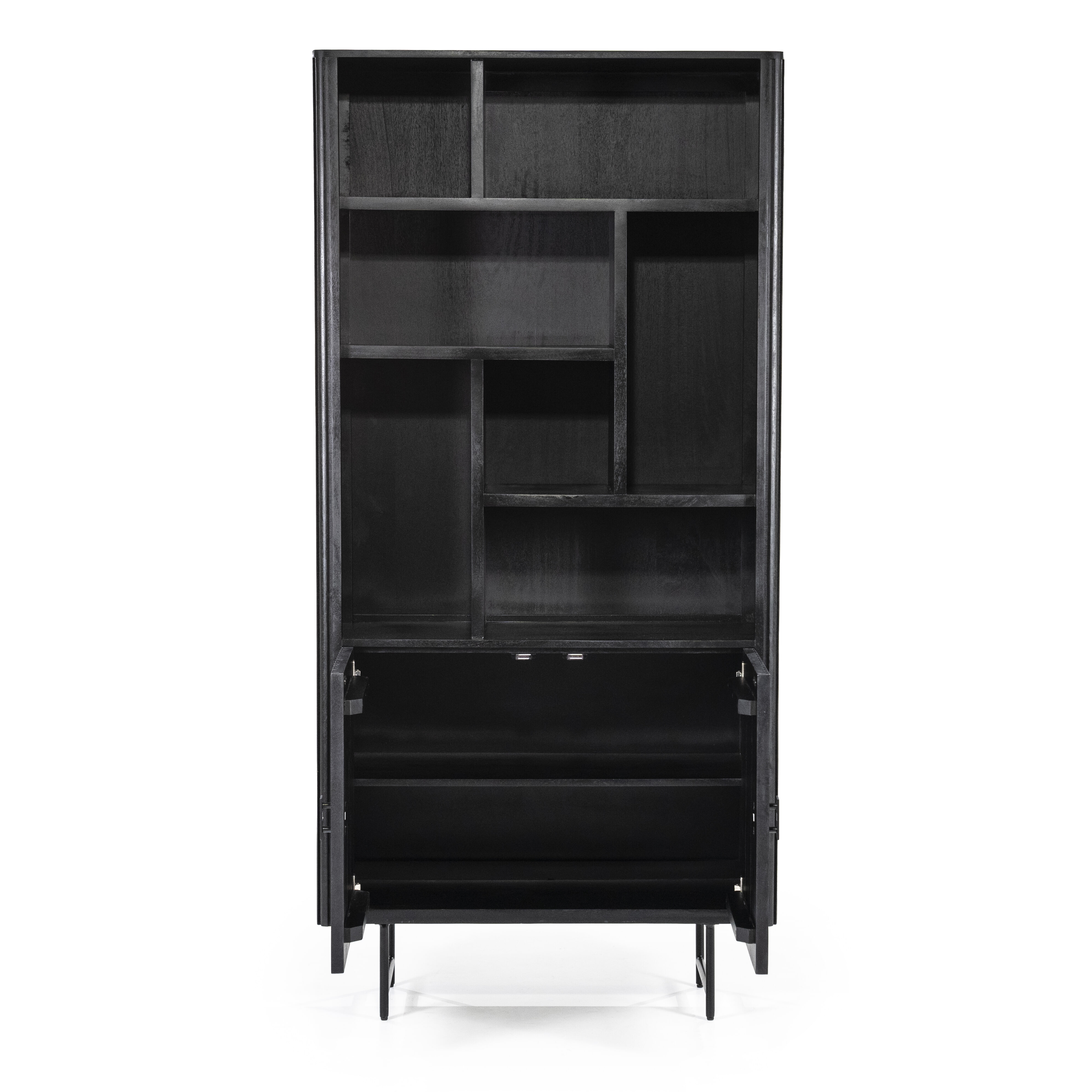 Eleonora Boekenkast 'Remi' Mangohout, 200 x 96cm, kleur Zwart