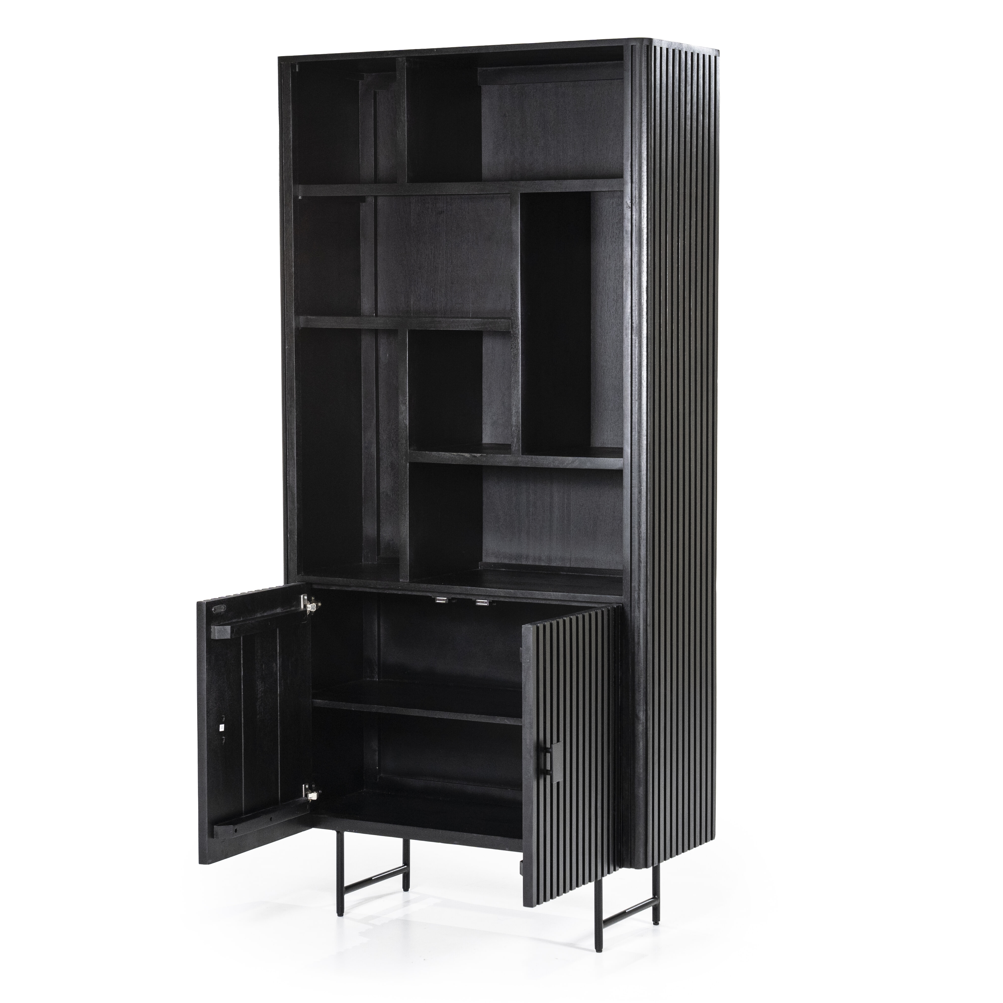 Eleonora Boekenkast 'Remi' Mangohout, 200 x 96cm, kleur Zwart