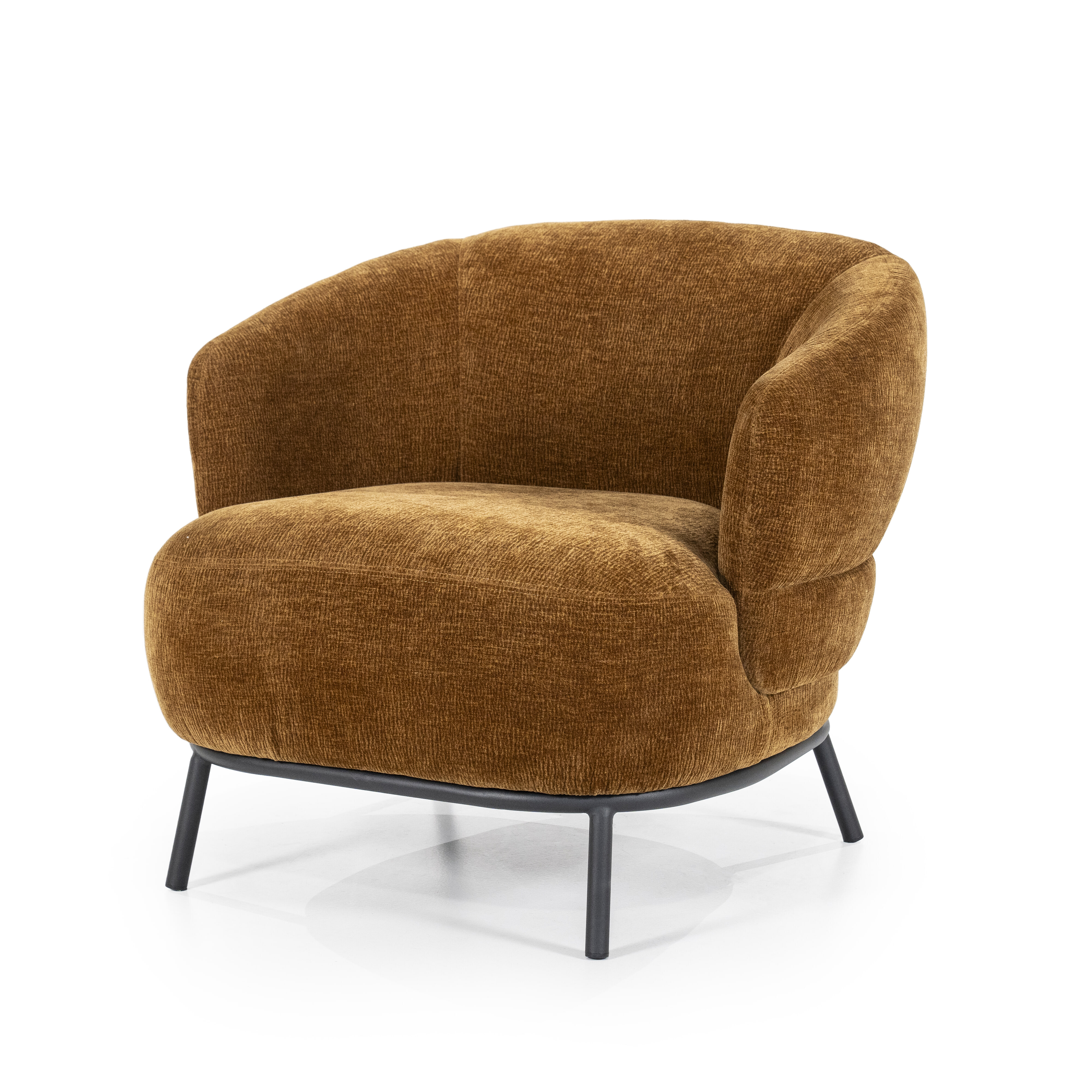 Eleonora Fauteuil 'David' Chenille, kleur Mosterdgeel