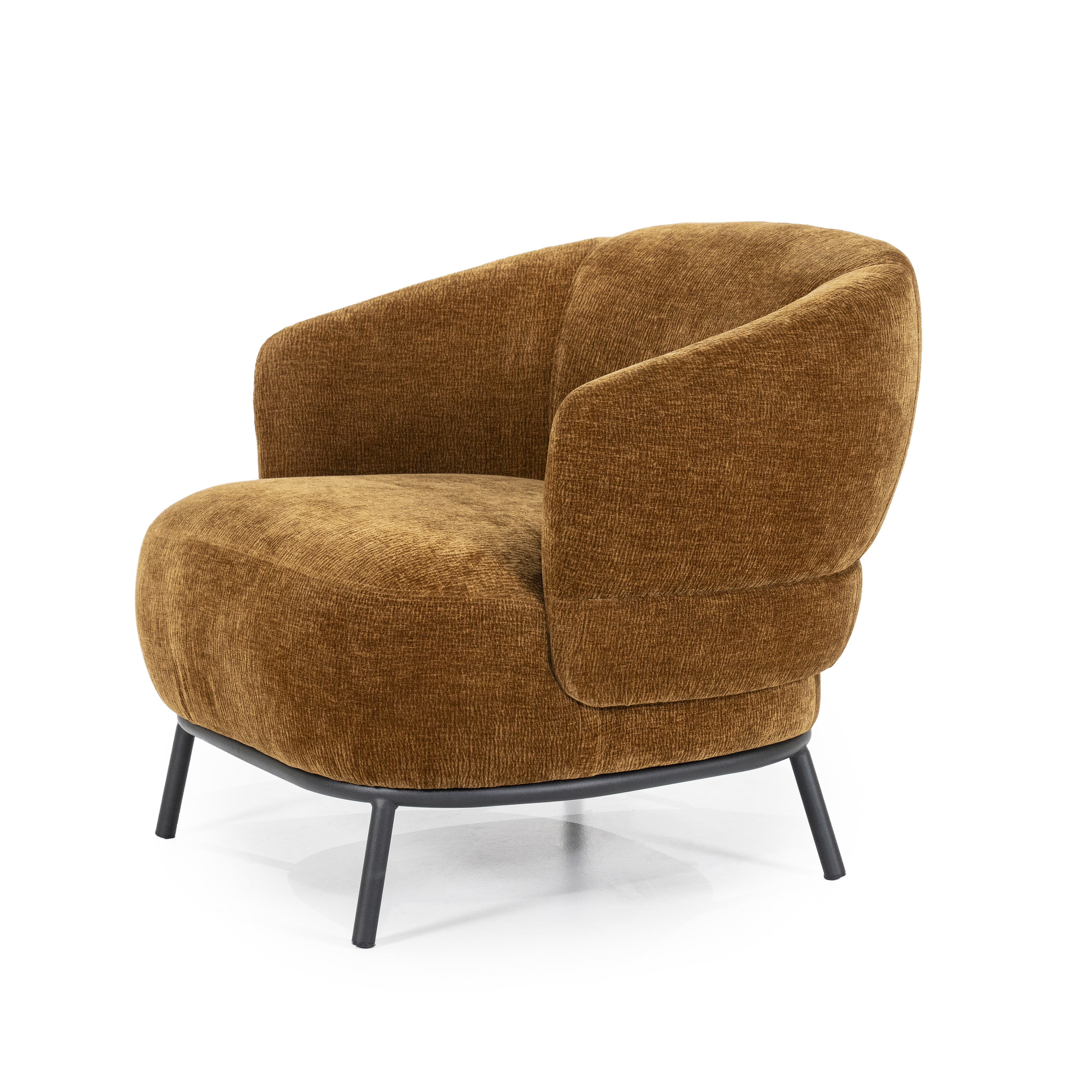 Eleonora Fauteuil 'David' Chenille, kleur Mosterdgeel