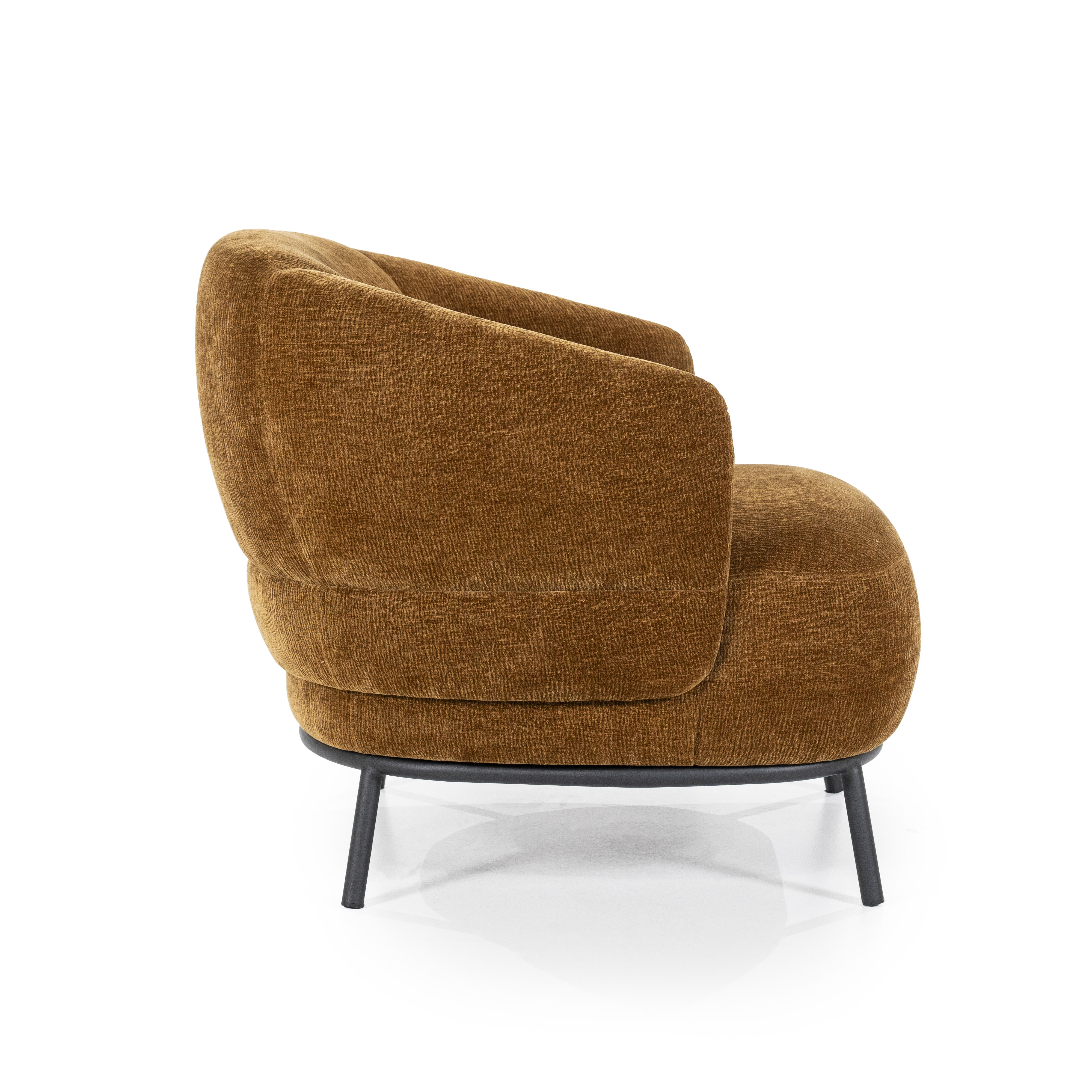 Eleonora Fauteuil 'David' Chenille, kleur Mosterdgeel