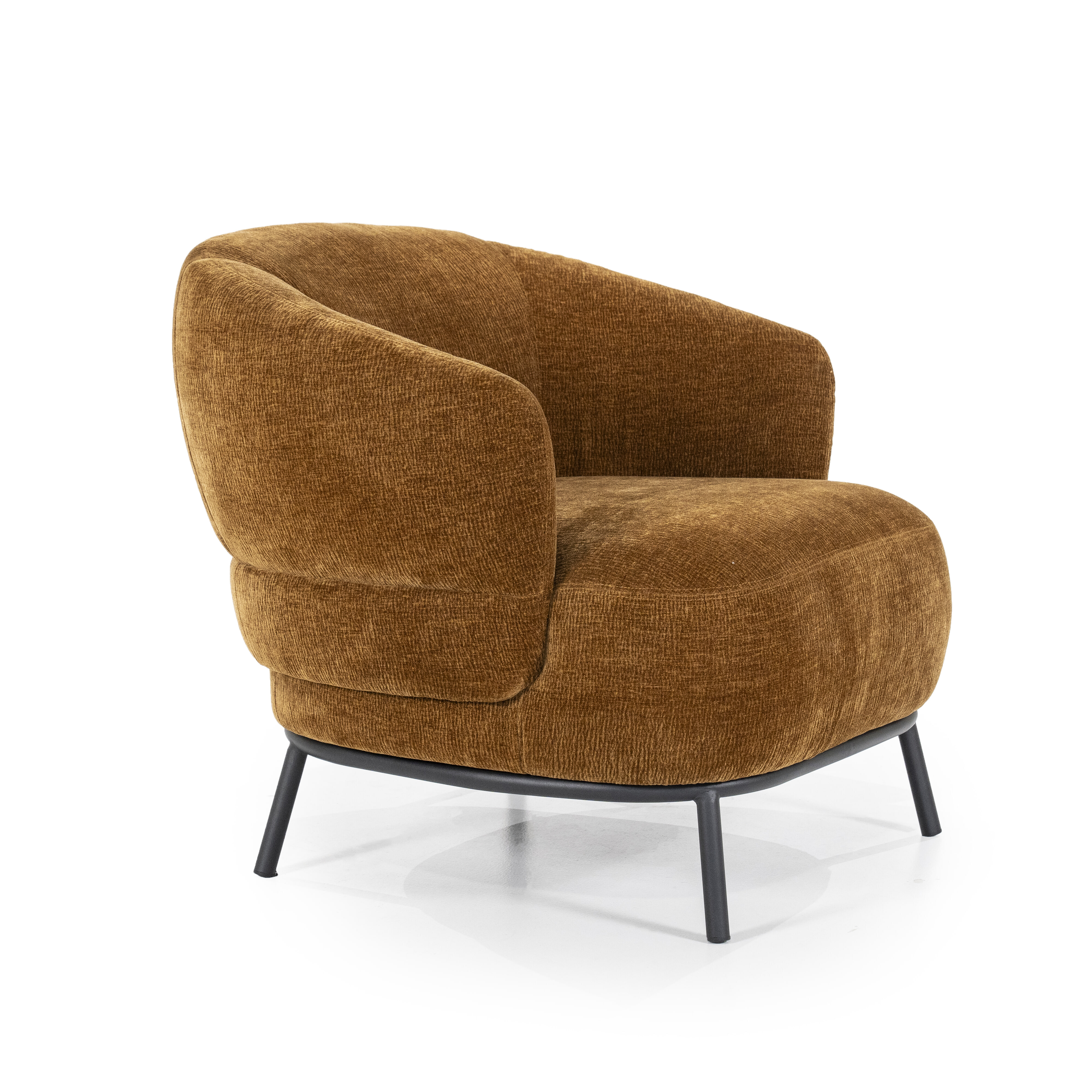 Eleonora Fauteuil 'David' Chenille, kleur Mosterdgeel