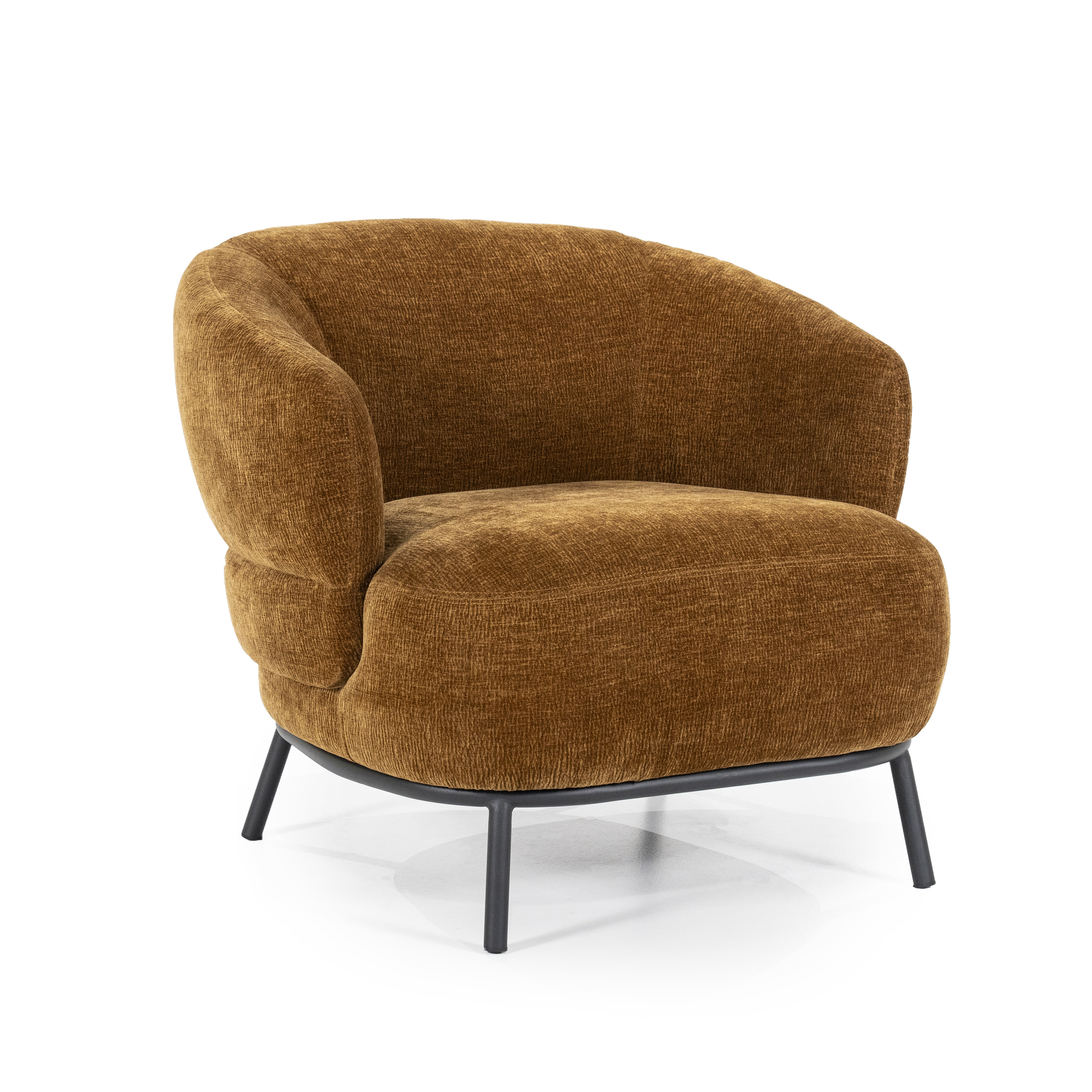Eleonora Fauteuil 'David' Chenille, kleur Mosterdgeel