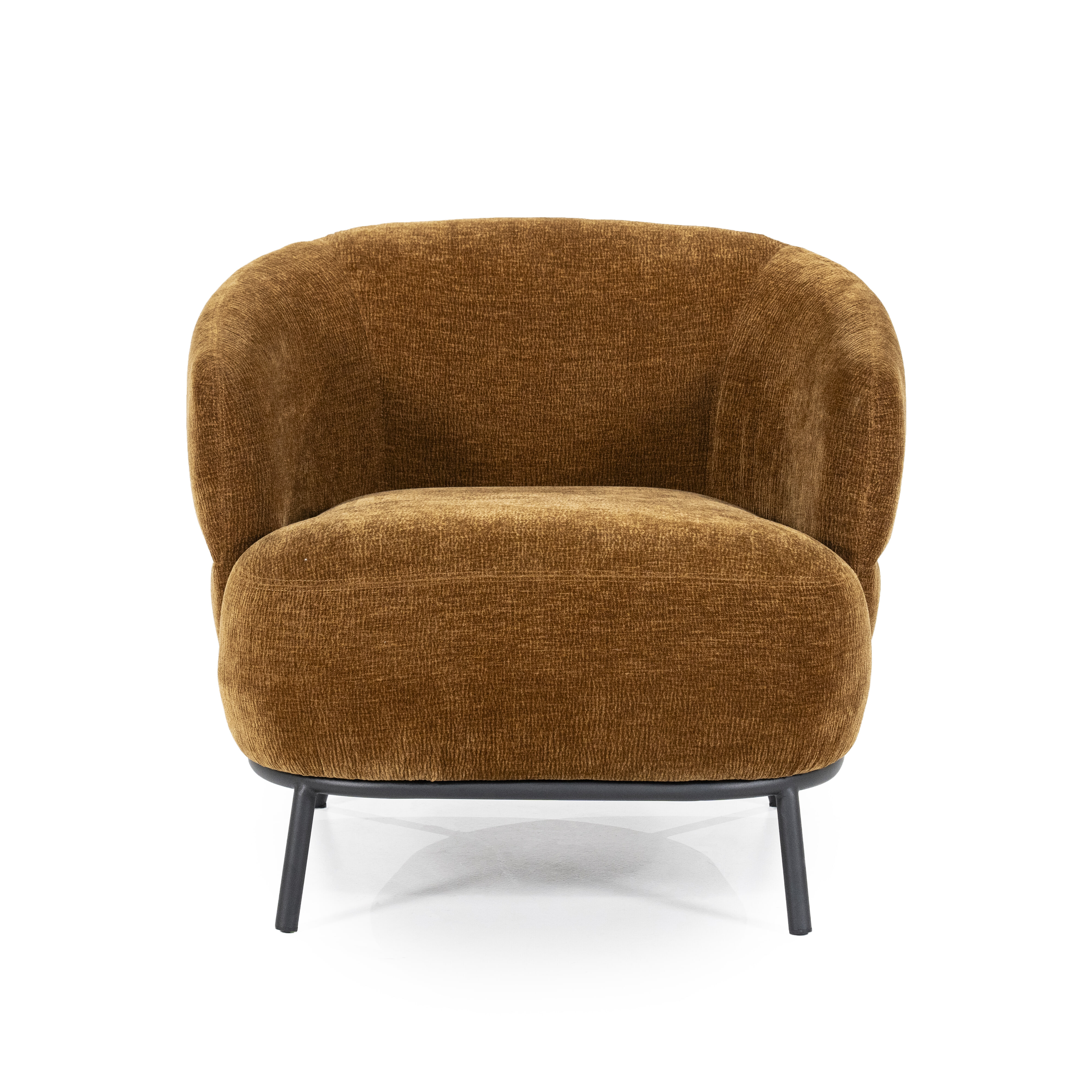 Eleonora Fauteuil 'David' Chenille, kleur Mosterdgeel