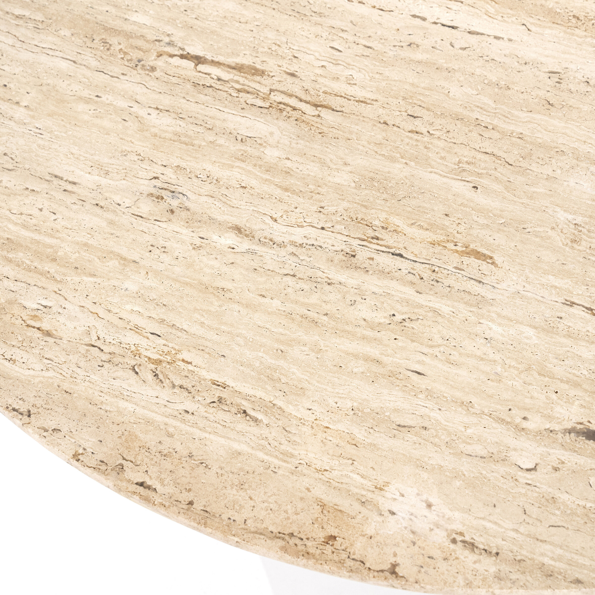 Eleonora Ronde Eettafel 'Sara' Mangohout en travertin, 130cm