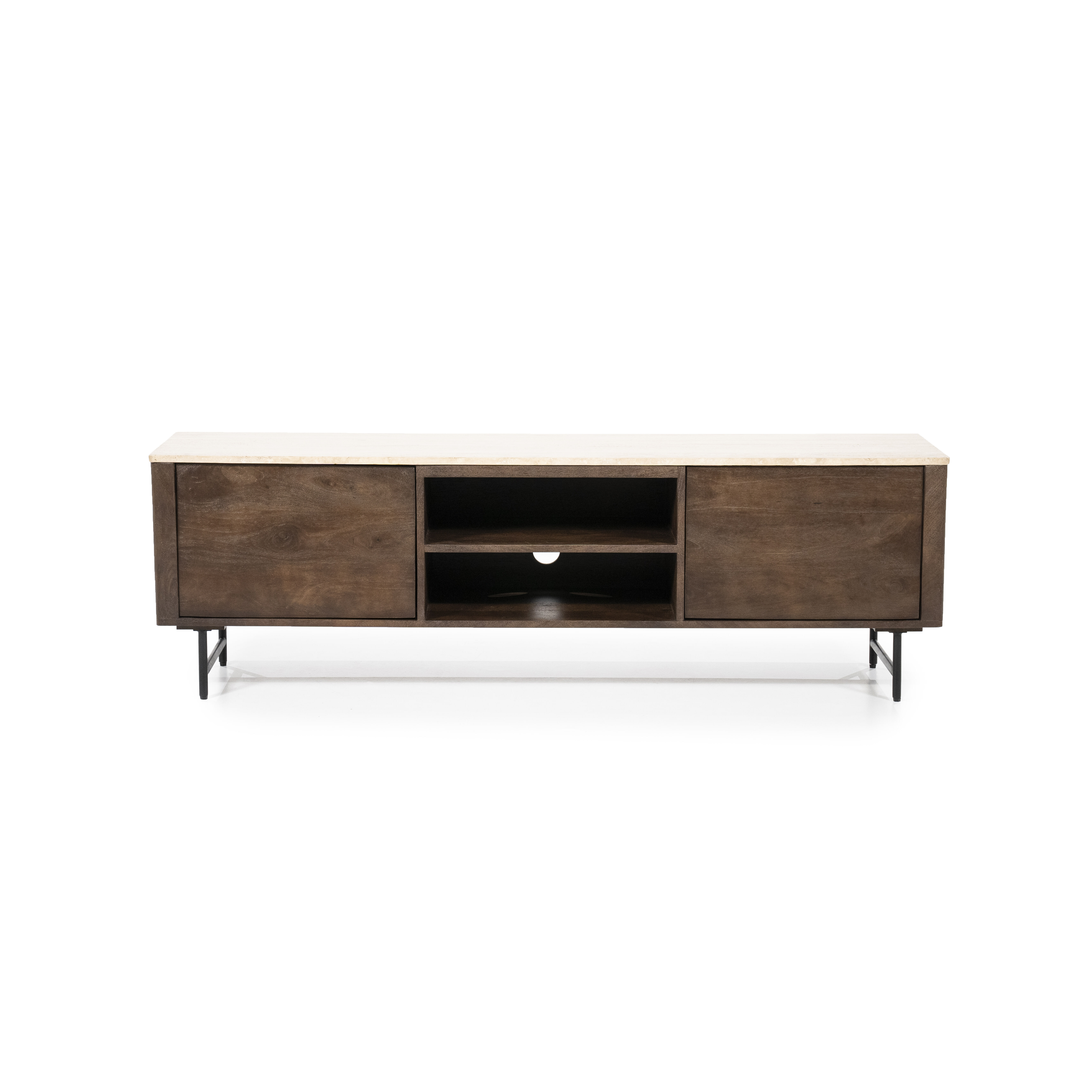 Eleonora TV-meubel 'Lio' Mangohout en Travertin, 170cm