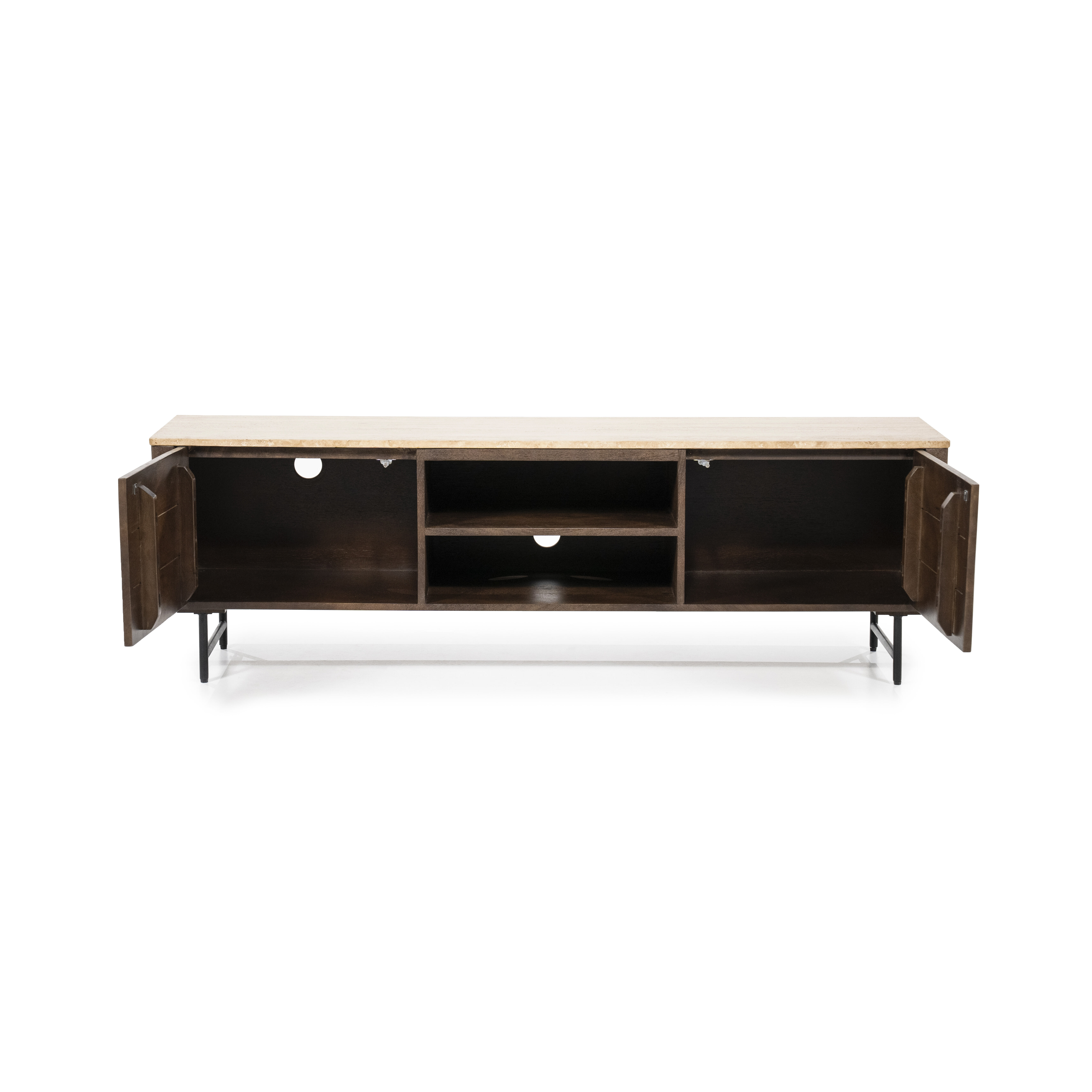Eleonora TV-meubel 'Lio' Mangohout en Travertin, 170cm