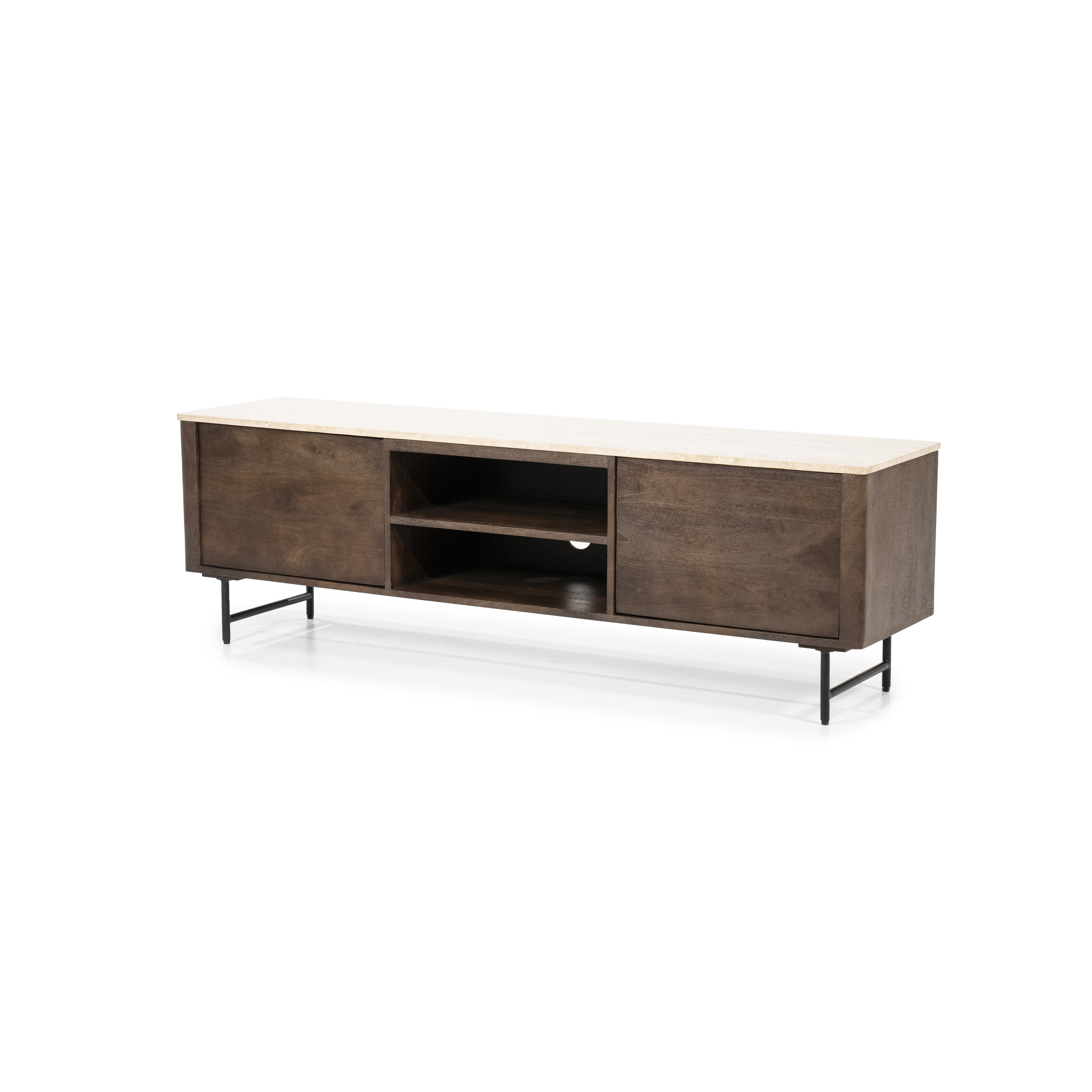 Eleonora TV-meubel 'Lio' Mangohout en Travertin, 170cm
