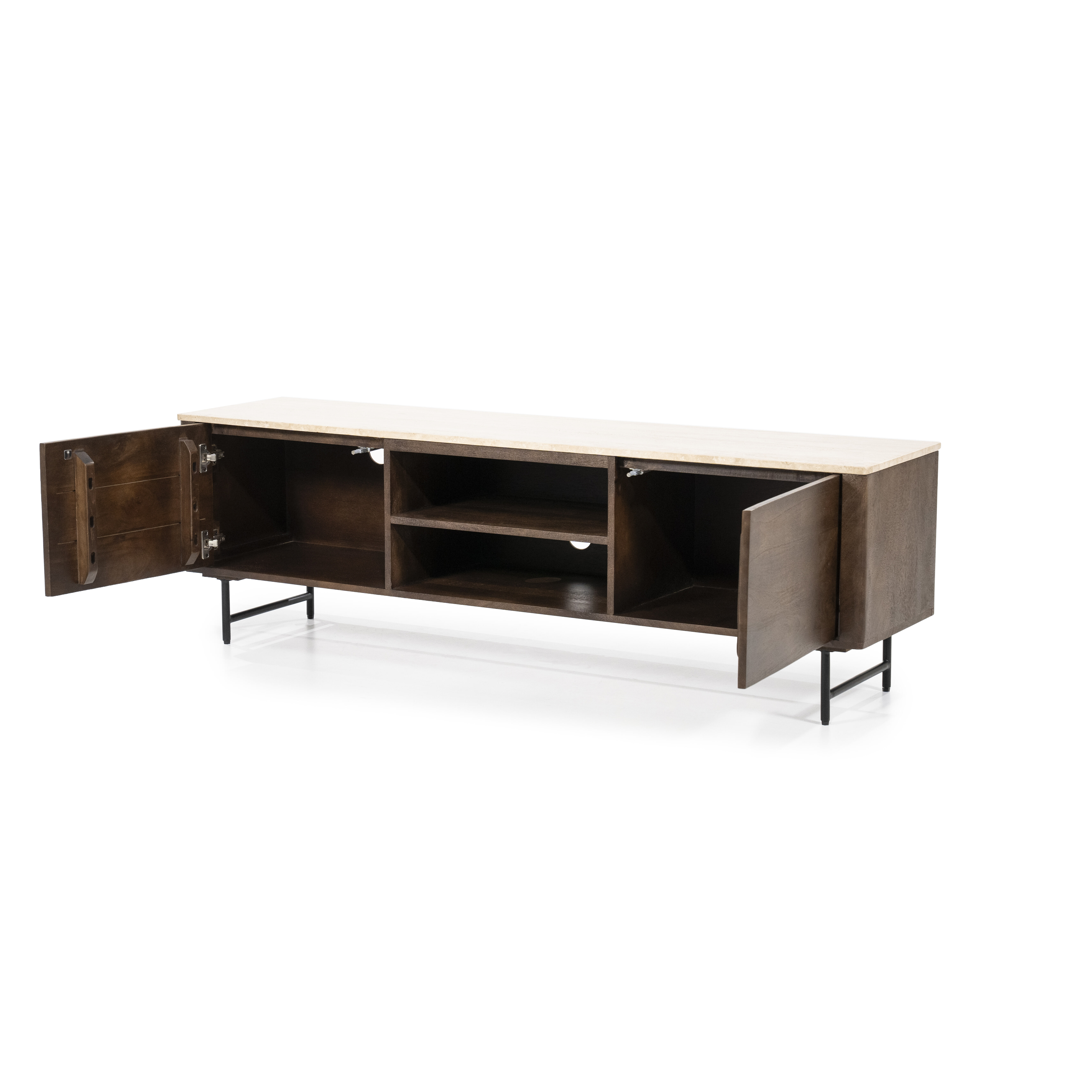 Eleonora TV-meubel 'Lio' Mangohout en Travertin, 170cm