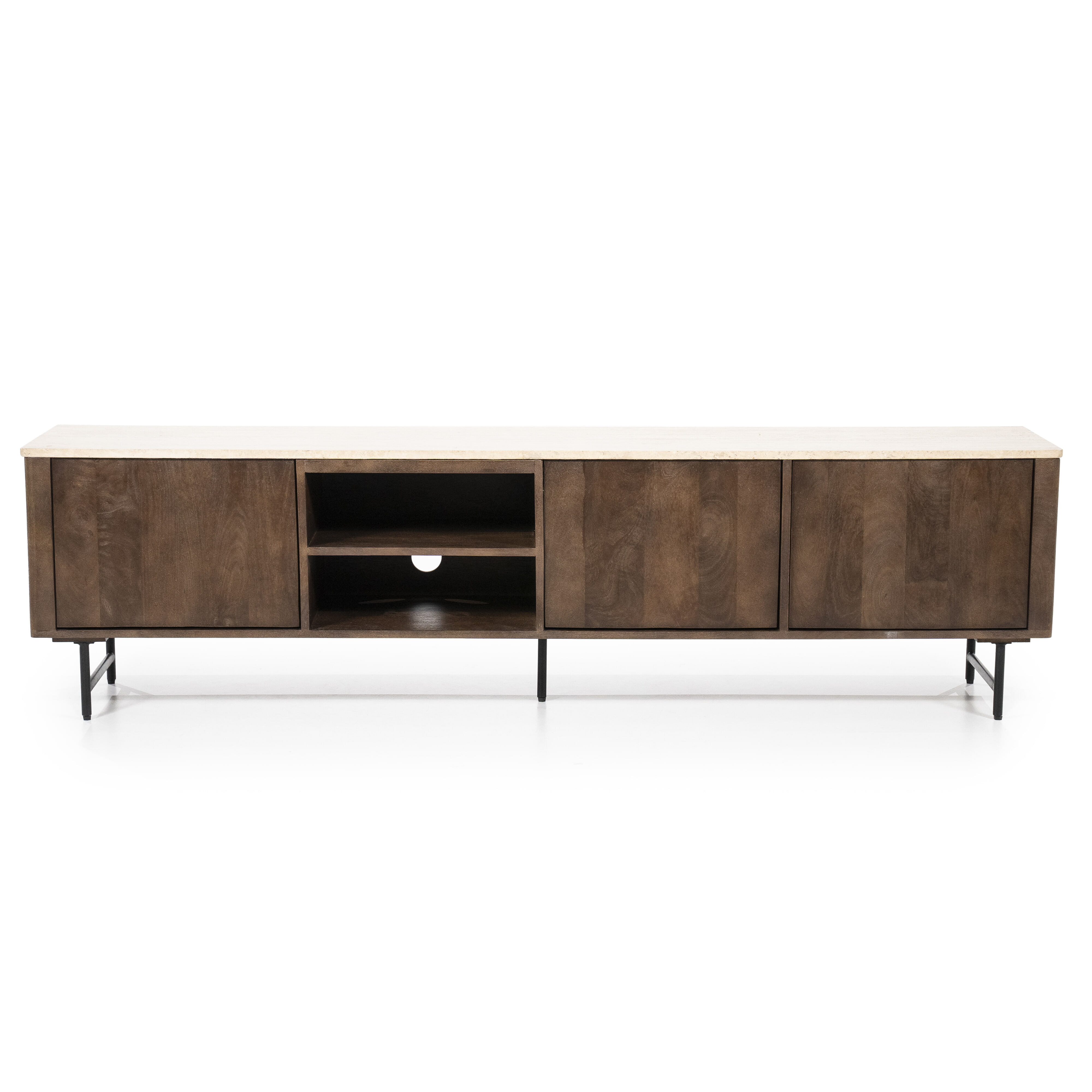 Eleonora TV-meubel 'Lio' Mangohout en Travertin, 200cm