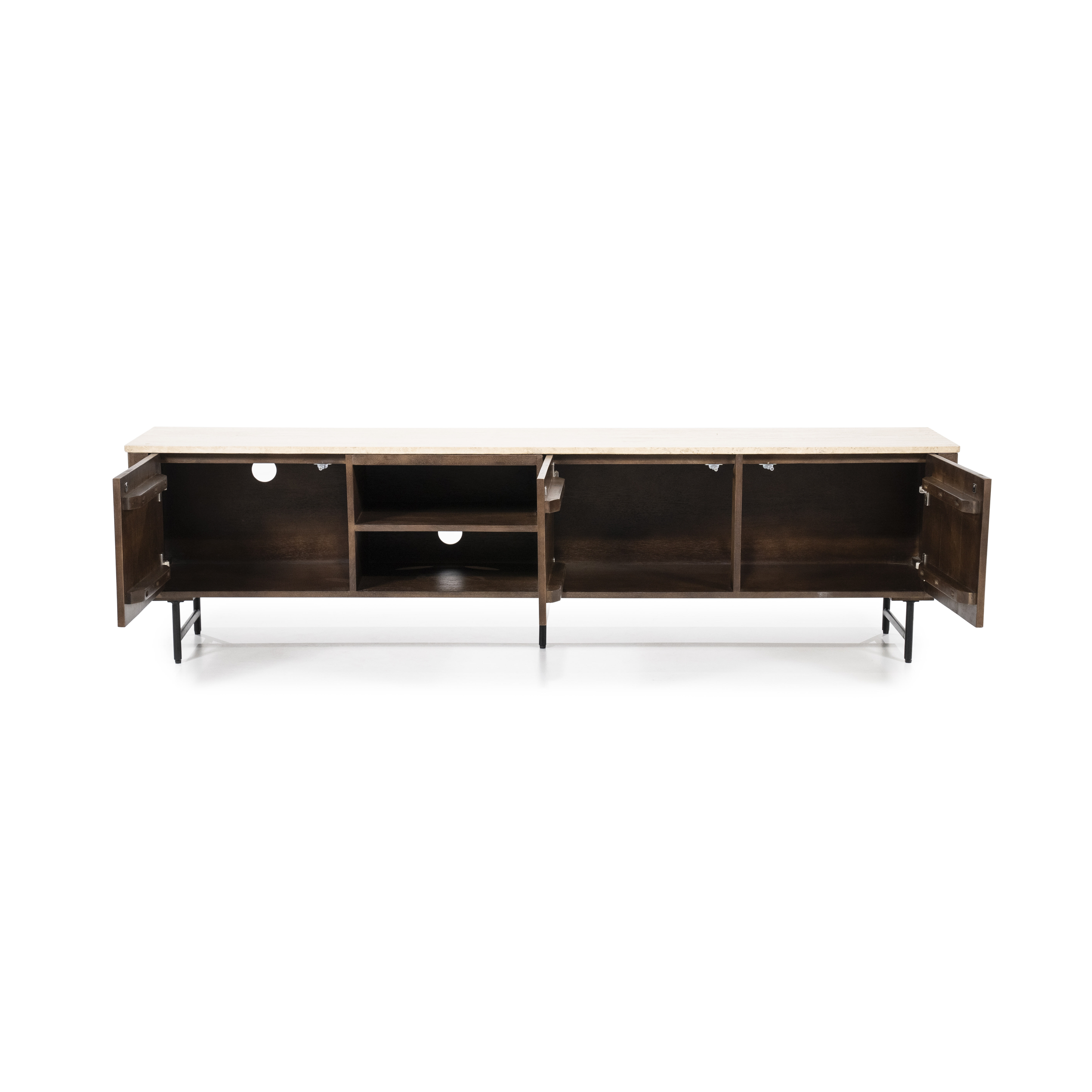 Eleonora TV-meubel 'Lio' Mangohout en Travertin, 200cm